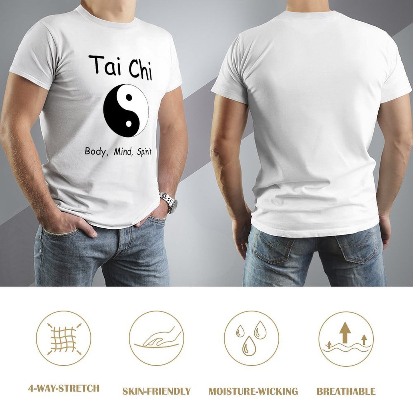 Inkmay Casual Cotton T-shirt Yin And Yang Symbol Black White Unisex T-shirtOutdoor SimpleFit T-Shirt