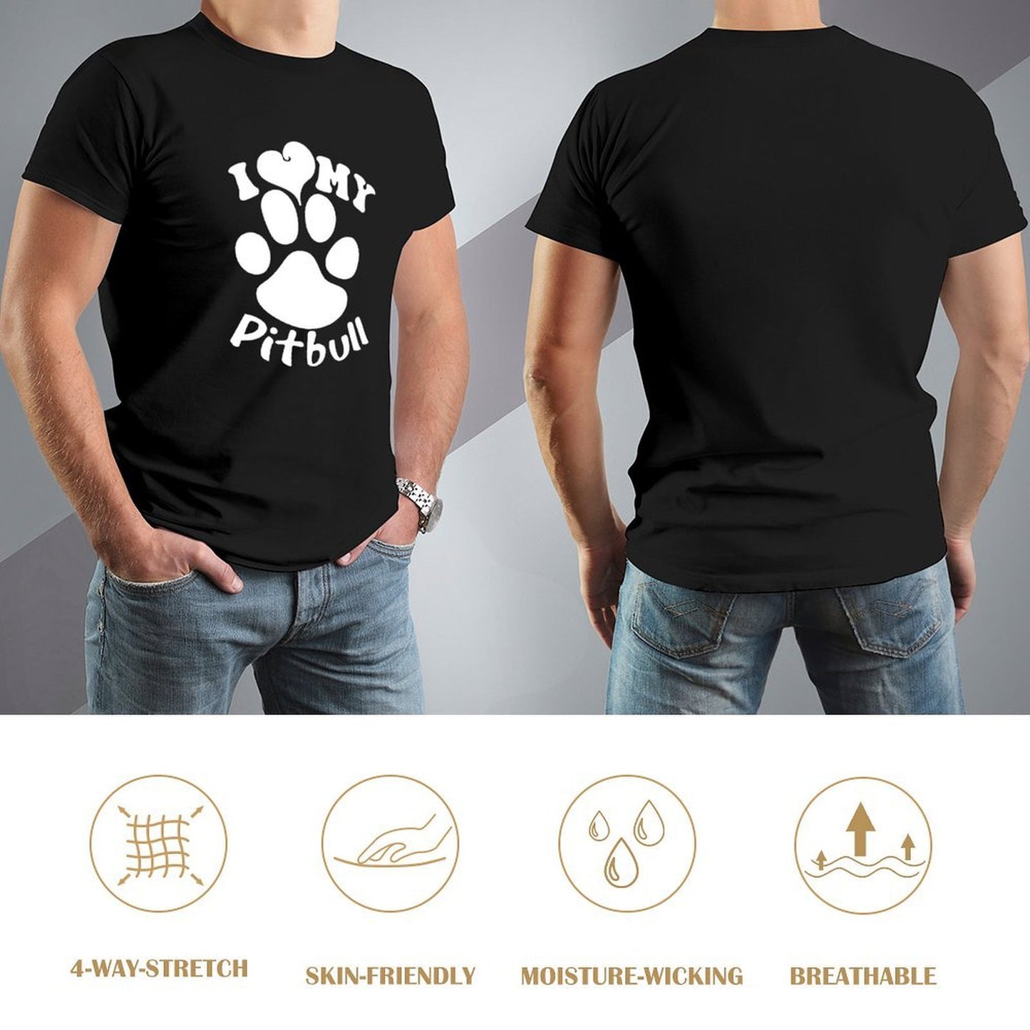 Inkmay Casual Cotton T-shirt Paw Print With I Love My Unisex T-shirtAllDay AllSeason T-Shirt