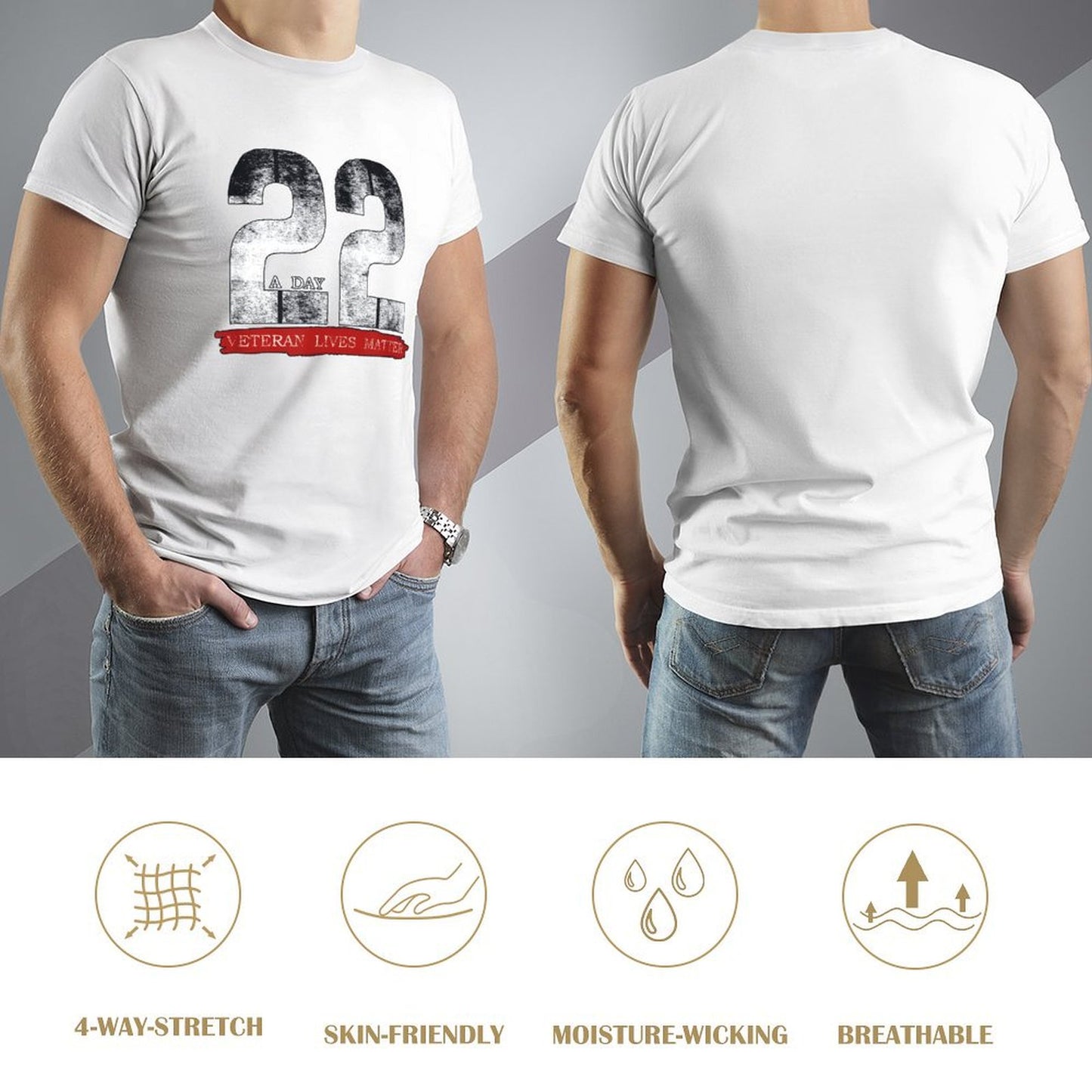 Inkmay Casual Cotton T-shirt A Day Twenty Two Veteran Lives Unisex T-shirtTrueStyle ActiveStyle T-Shirt