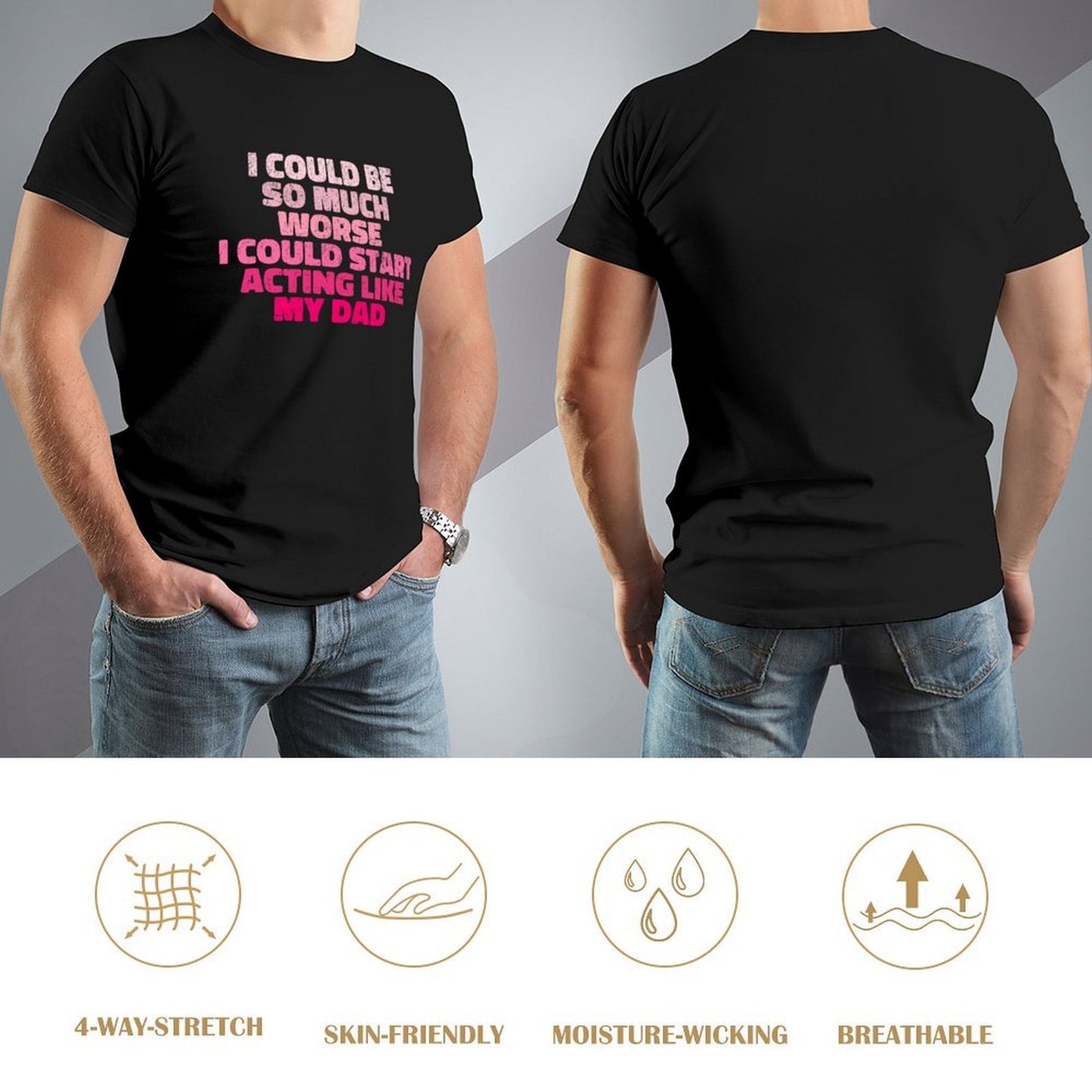 Inkmay Casual Cotton T-shirt Abstract Pink Layers Form Unique Design Unisex T-shirtLooseFit Performance T-Shirt