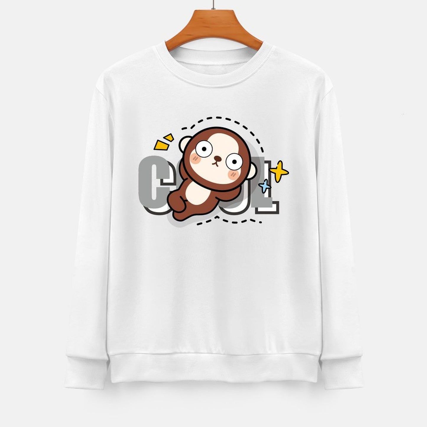 Front Patterned Long Sleeve TopColorfast Double-Stitched