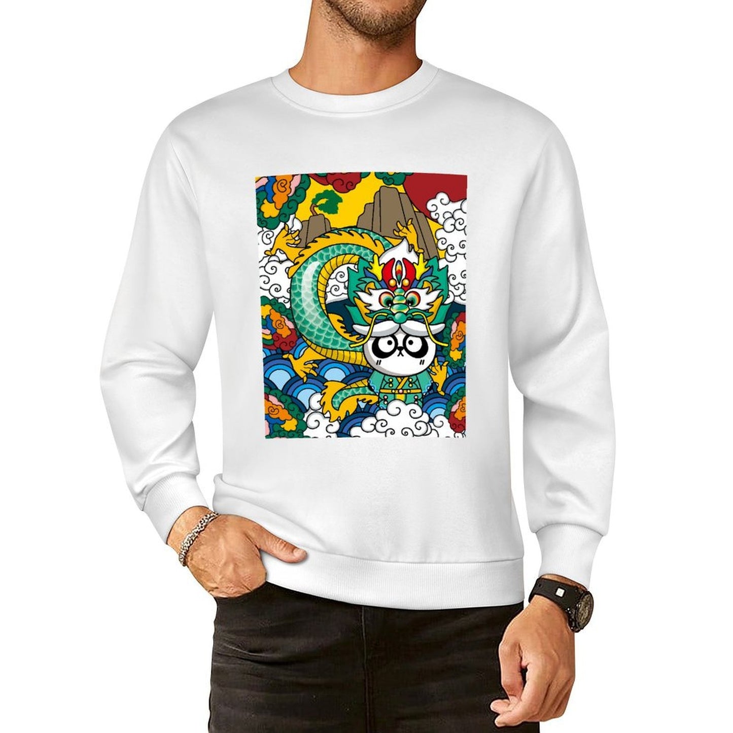 Front Patterned Long Sleeve TopCotton Softstyle