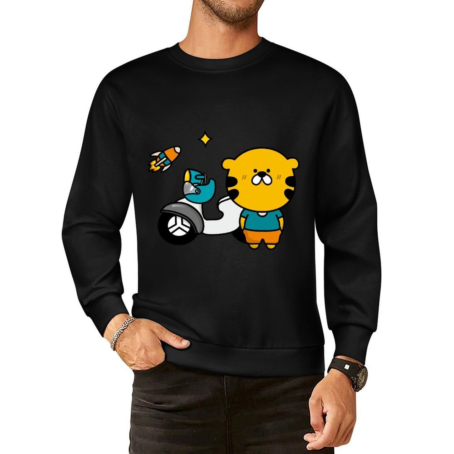 Front Patterned Long Sleeve TopShrink-Resistant Pure