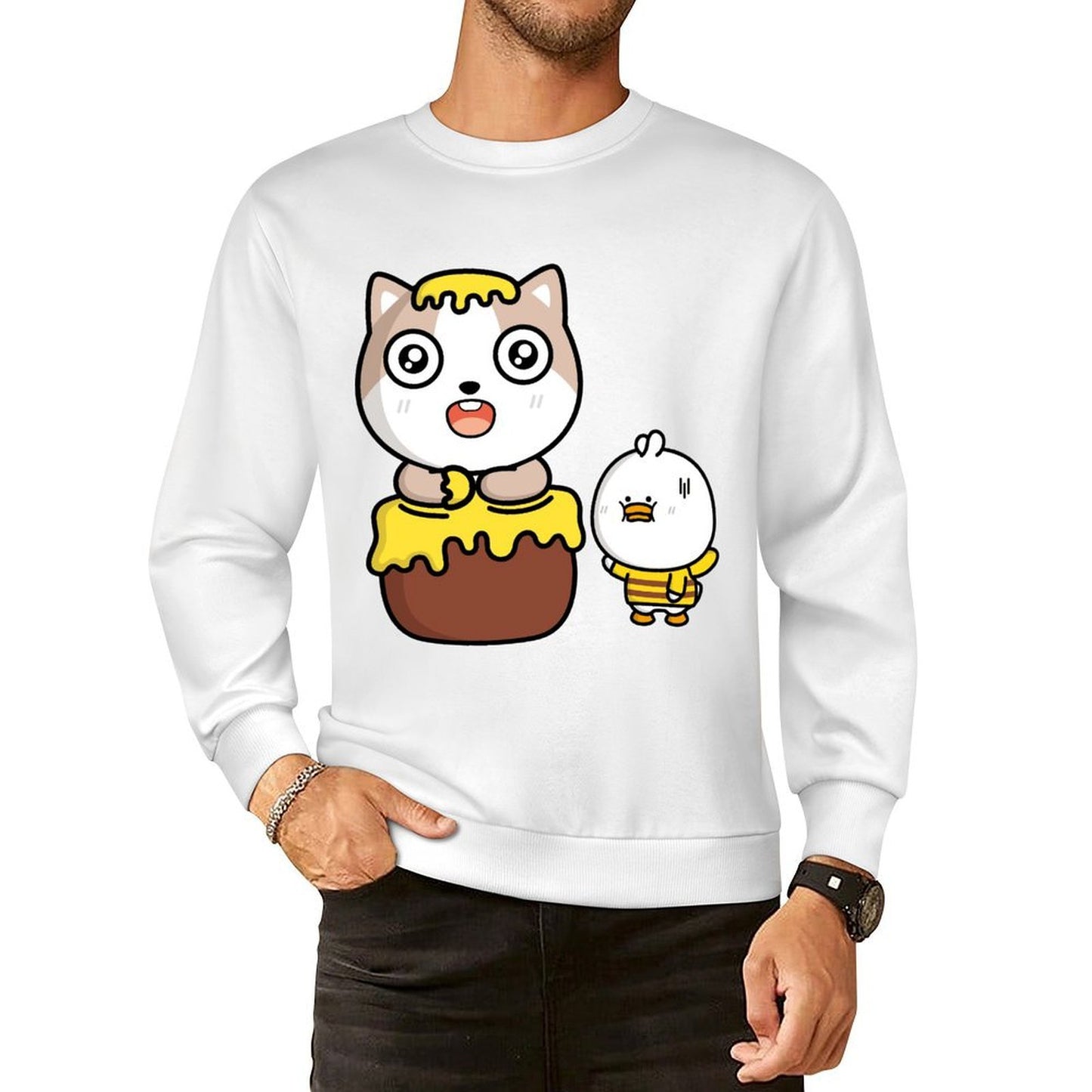 Front Patterned Long Sleeve TopRelaxed Fit Print-Ready