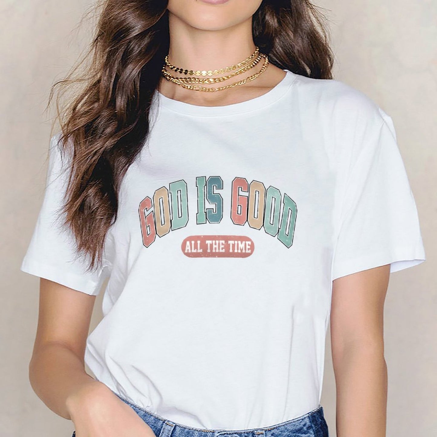 Inkmay Casual Cotton T-shirt God Is Good All The Time Unisex T-shirtHigh-Quality Unisex T-Shirt