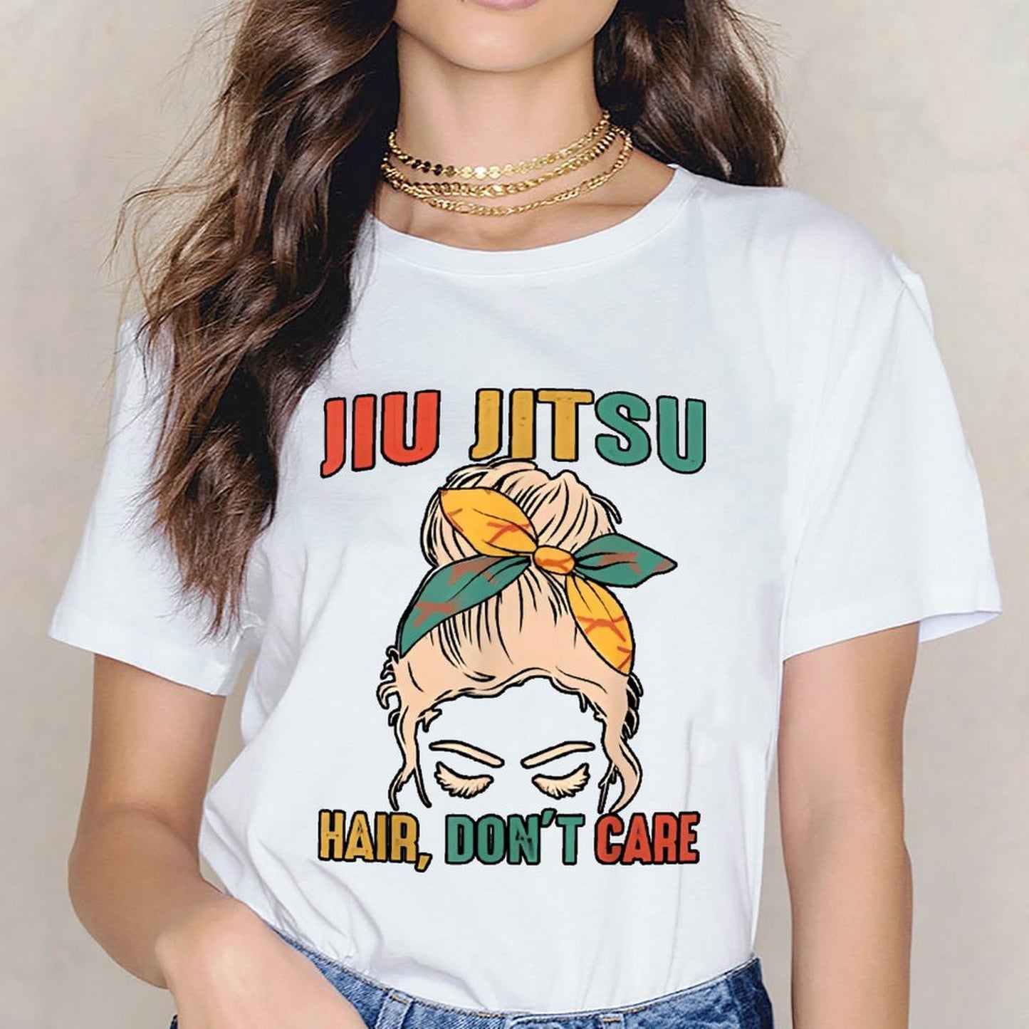 Inkmay Casual Cotton T-shirt Hair Don T Care Jiu Jitsu Unisex T-shirtRegularFit LooseFit T-Shirt