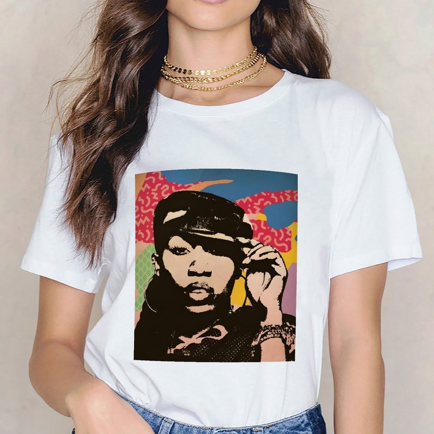 Inkmay Casual Cotton T-shirt Abstract Art With Bold Colors Unisex T-shirtHigh-Quality Relaxed T-Shirt
