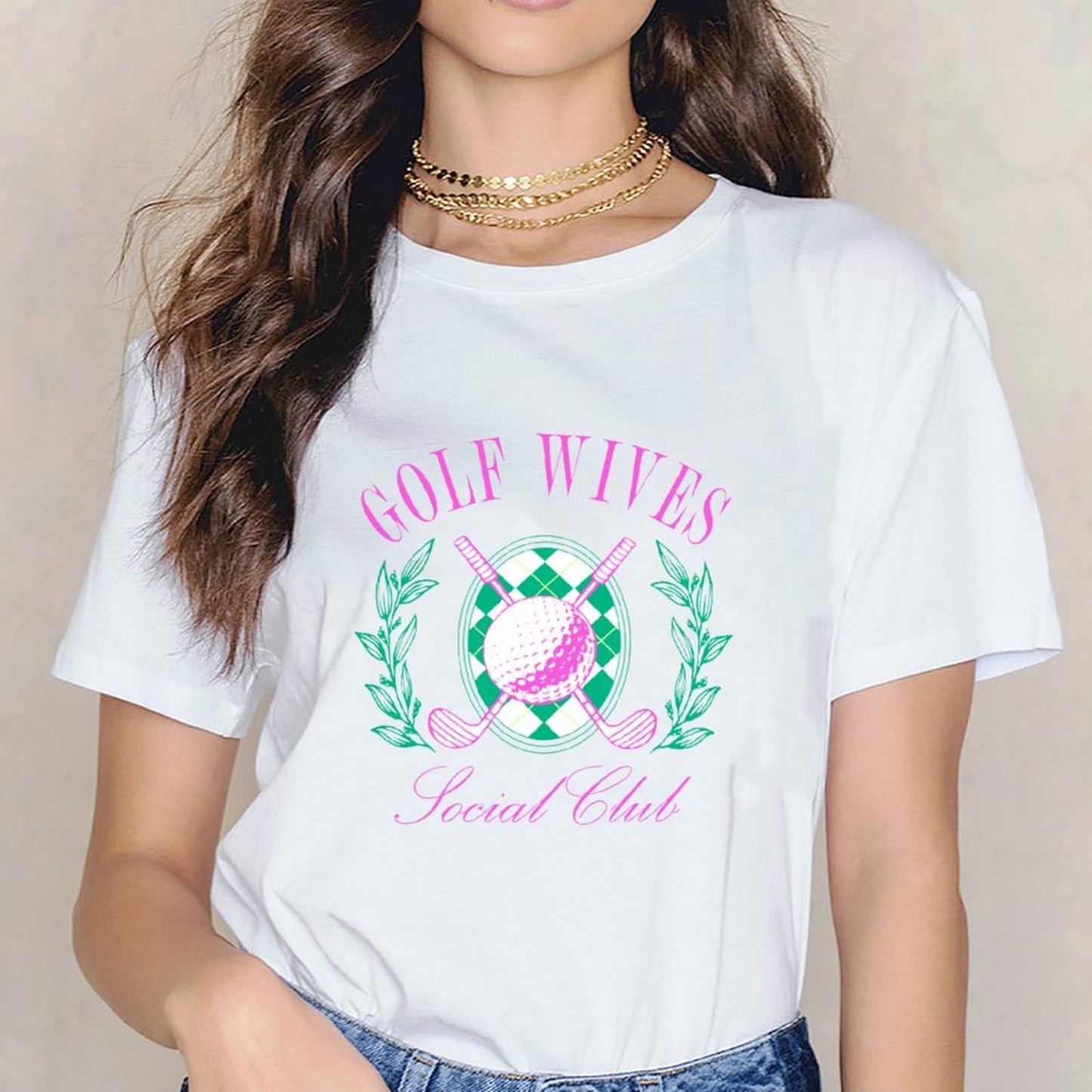 inkmay-casual-cotton-t-shirt-pink-green-diamond-pattern-with-ball-unisex-t-shirt