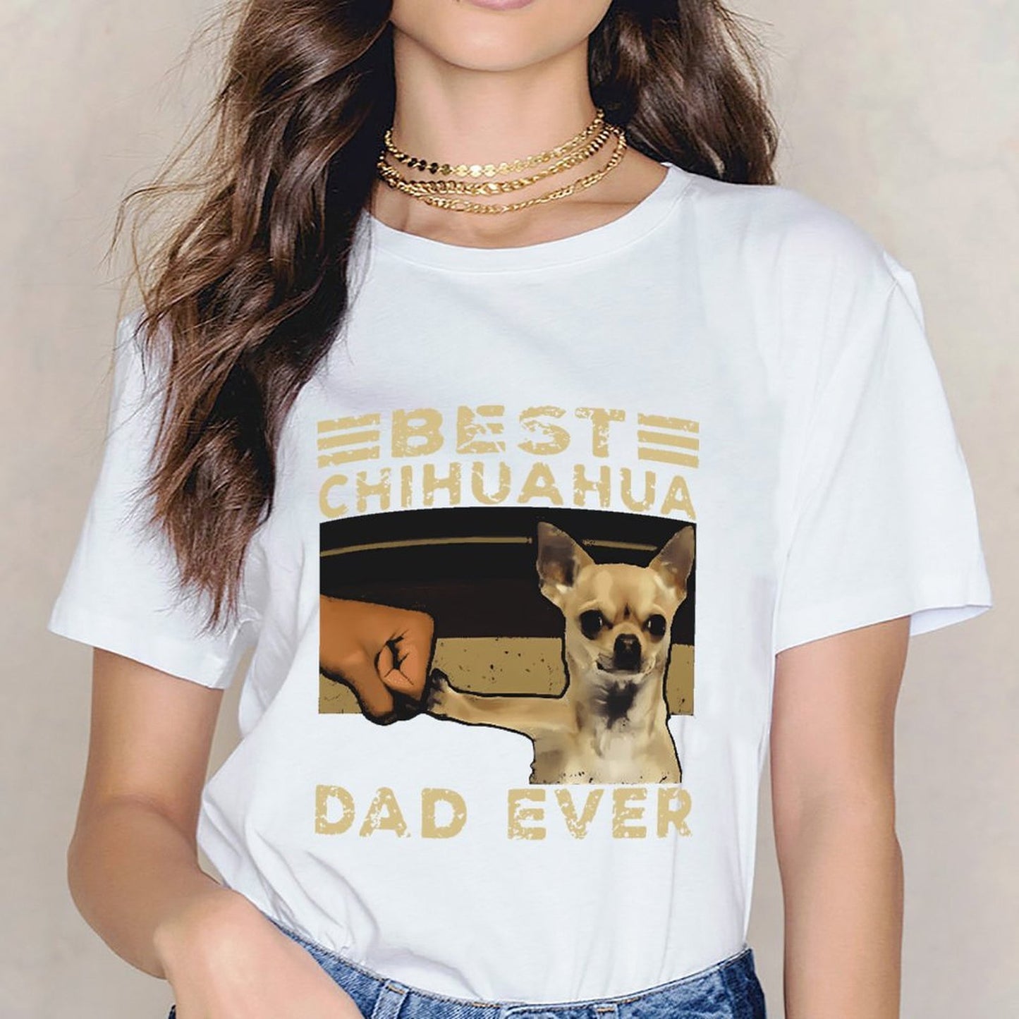 Inkmay Casual Cotton T-shirt Dog And Hand Through Wall Hole Unisex T-shirtCityStyle Minimal T-Shirt