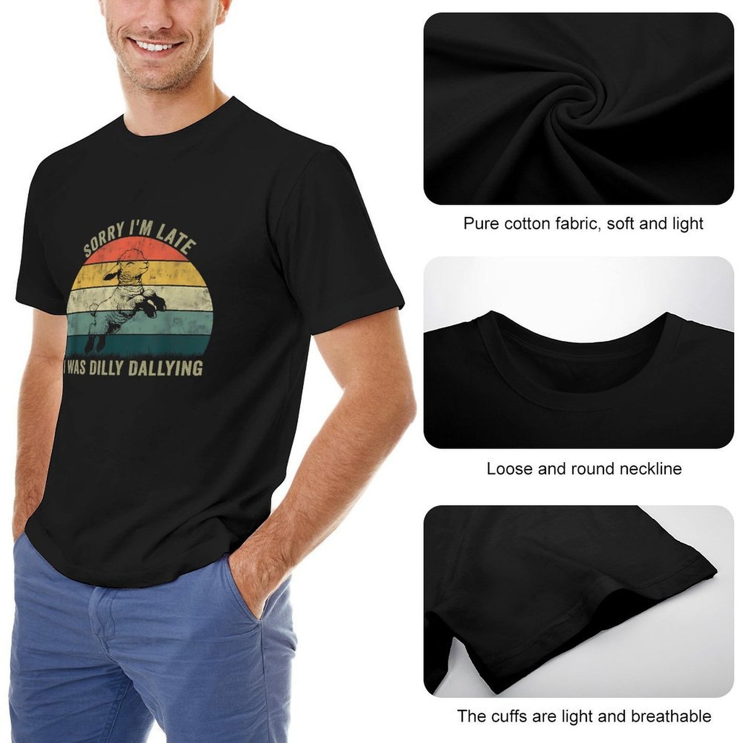 Inkmay Casual Cotton T-shirt Colorful Abstract Design With Layered Texture Unisex T-shirtSeries Heat-Transfer T-Shirt