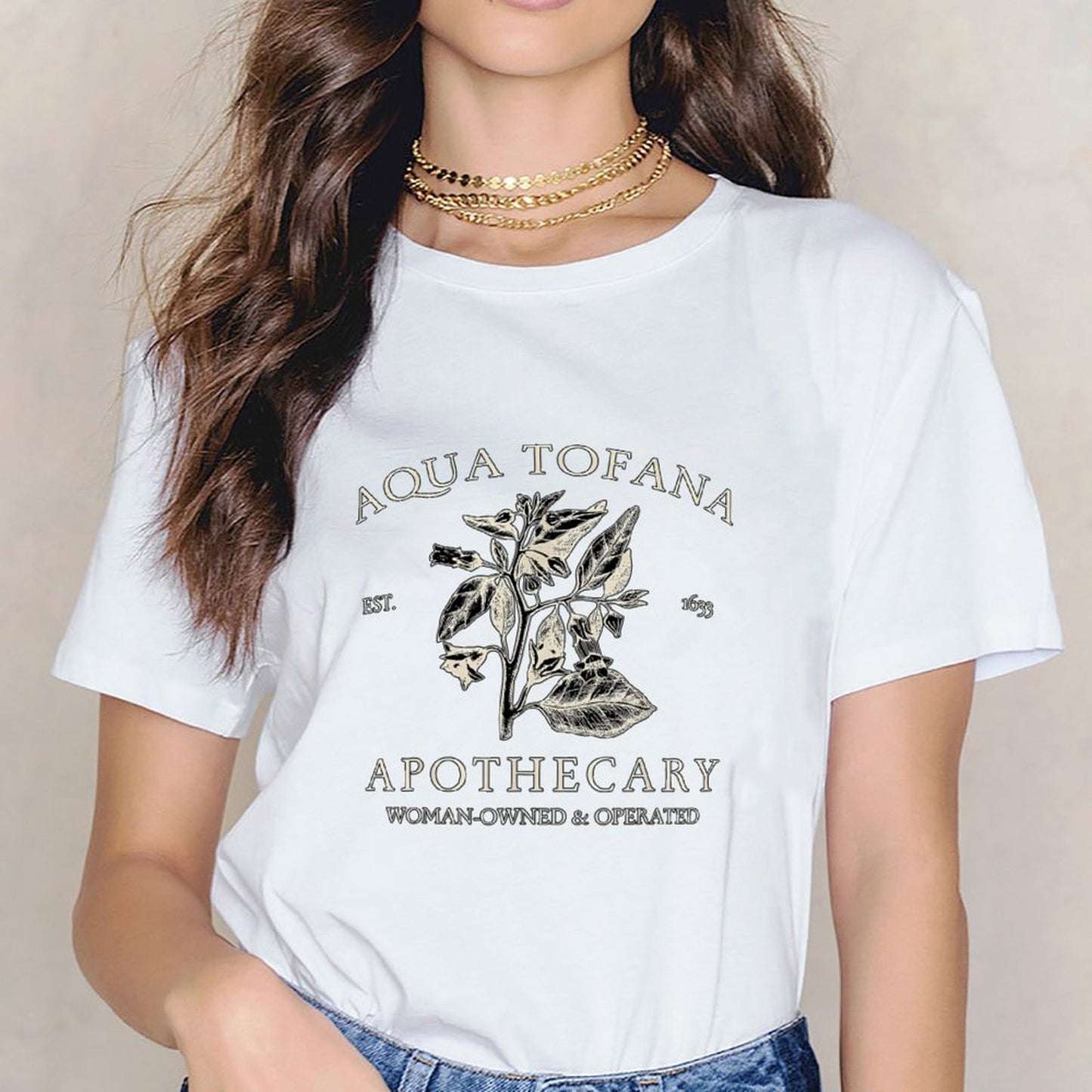 Inkmay Casual Cotton T-shirt Aqua Tofana Apothecary Woman Owned Operated Unisex T-shirtActiveLine SoftFeel T-Shirt
