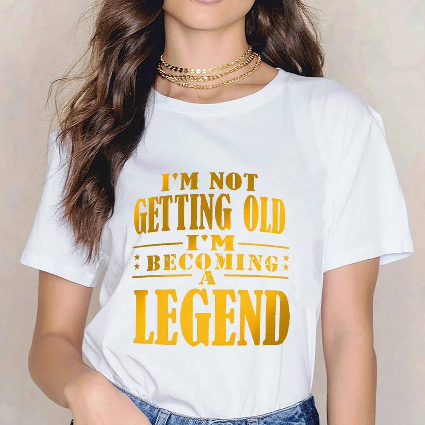Inkmay Casual Cotton T-shirt Becoming A Legend Print Design Art Unisex T-shirtCrewneck Logo-Ready T-Shirt
