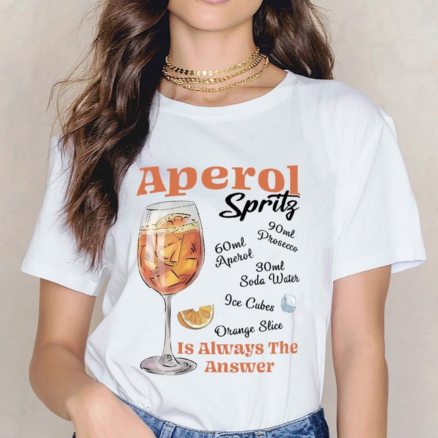 Inkmay Casual Cotton T-shirt Orange Beverage In Glass With Ice Unisex T-shirtVintage Premium Finish T-Shirt