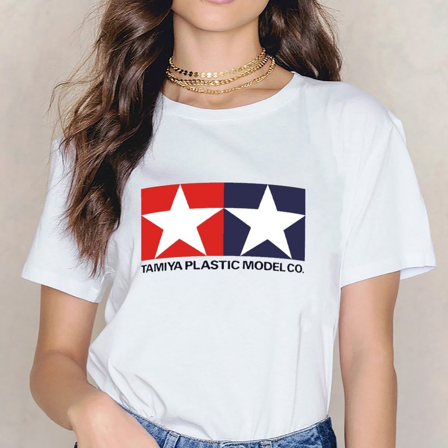 Inkmay Casual Cotton T-shirt Red And Blue Star Pattern Unisex T-shirtSoftTouch SoftFeel T-Shirt