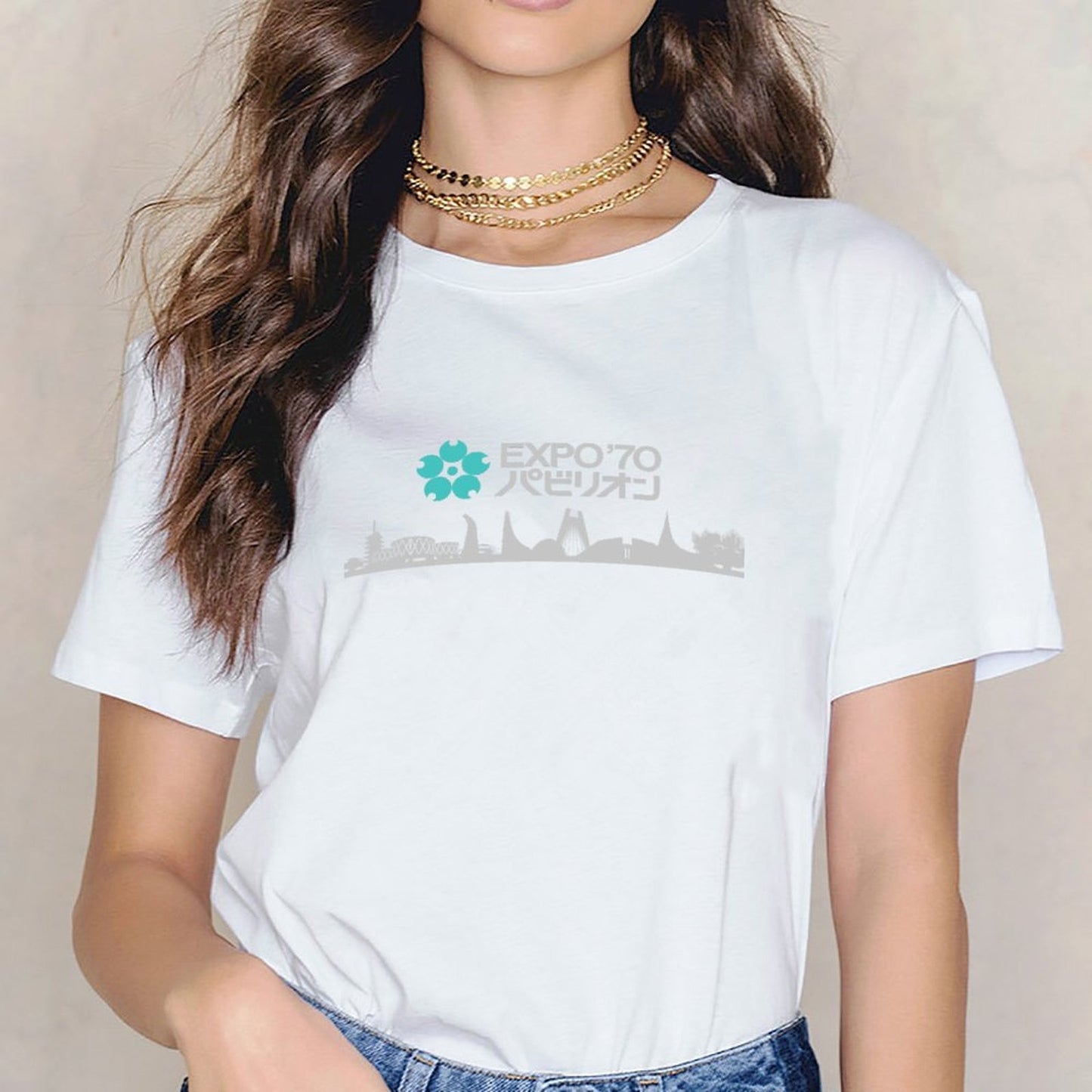 Inkmay Casual Cotton T-shirt Expo Seventy Pavilion Logo With Skyline Unisex T-shirtIndoor Performance T-Shirt