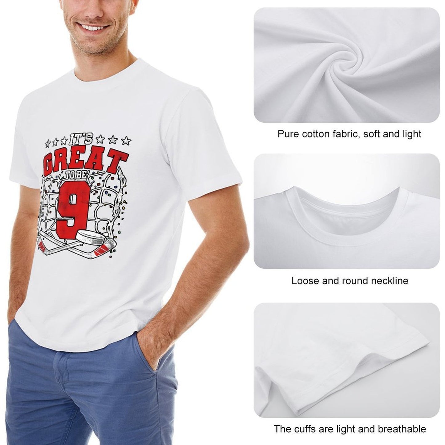 Inkmay Casual Cotton T-shirt It S Great To Be Nine Unisex T-shirtStandard Clean T-Shirt