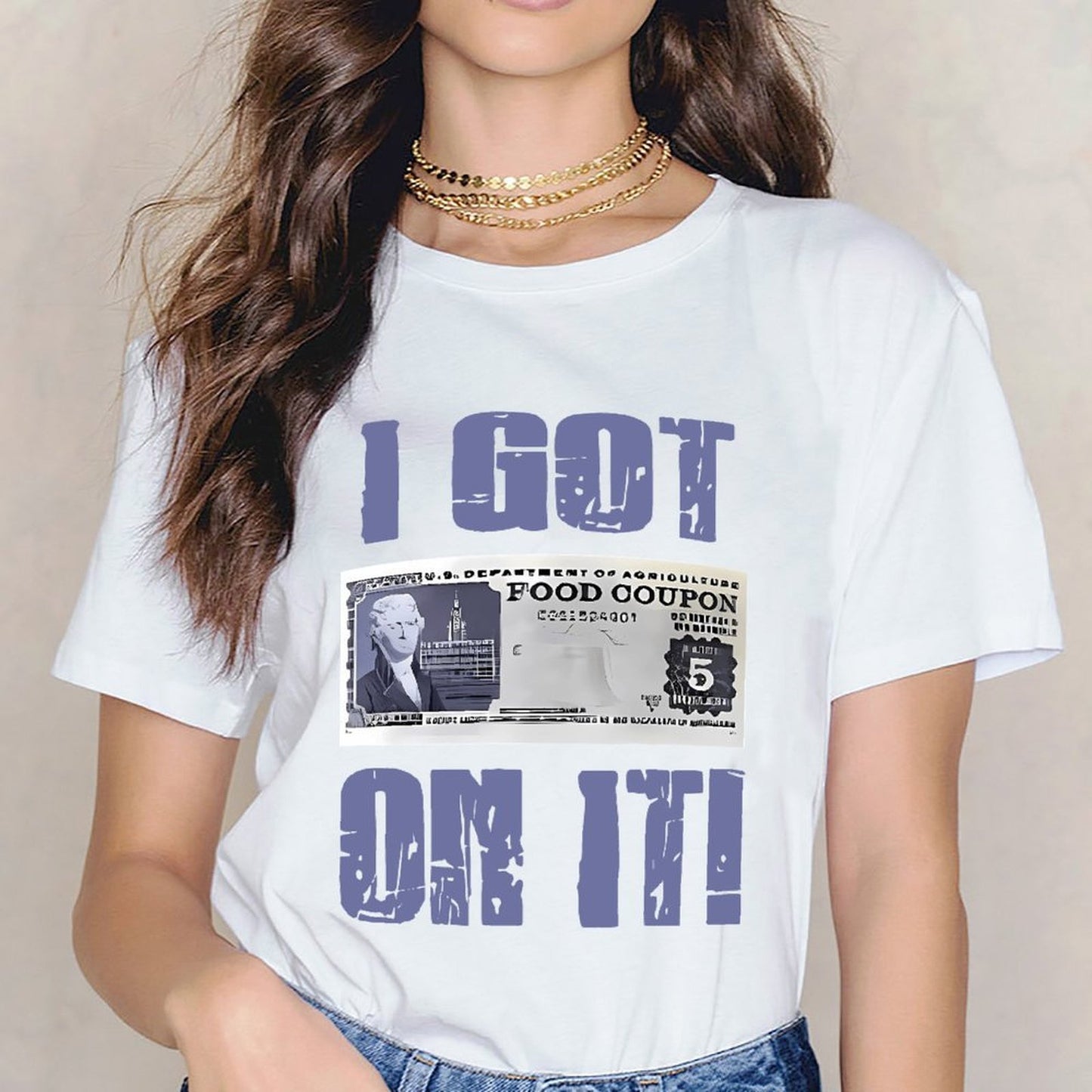Inkmay Casual Cotton T-shirt Food Coupon Design With Jefferson Pattern Unisex T-shirtHeavyweight Design-Your-Own T-Shirt