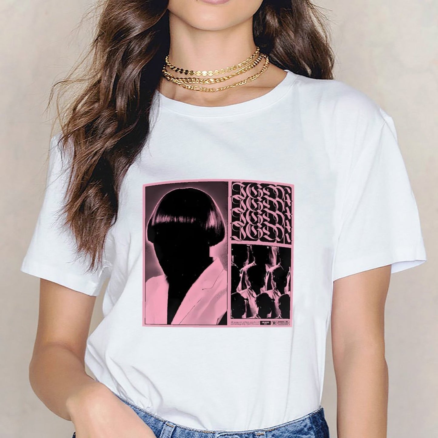 Inkmay Casual Cotton T-shirt Abstract Art With Geometric Shapes Unisex T-shirtSleek ClassicSeries T-Shirt