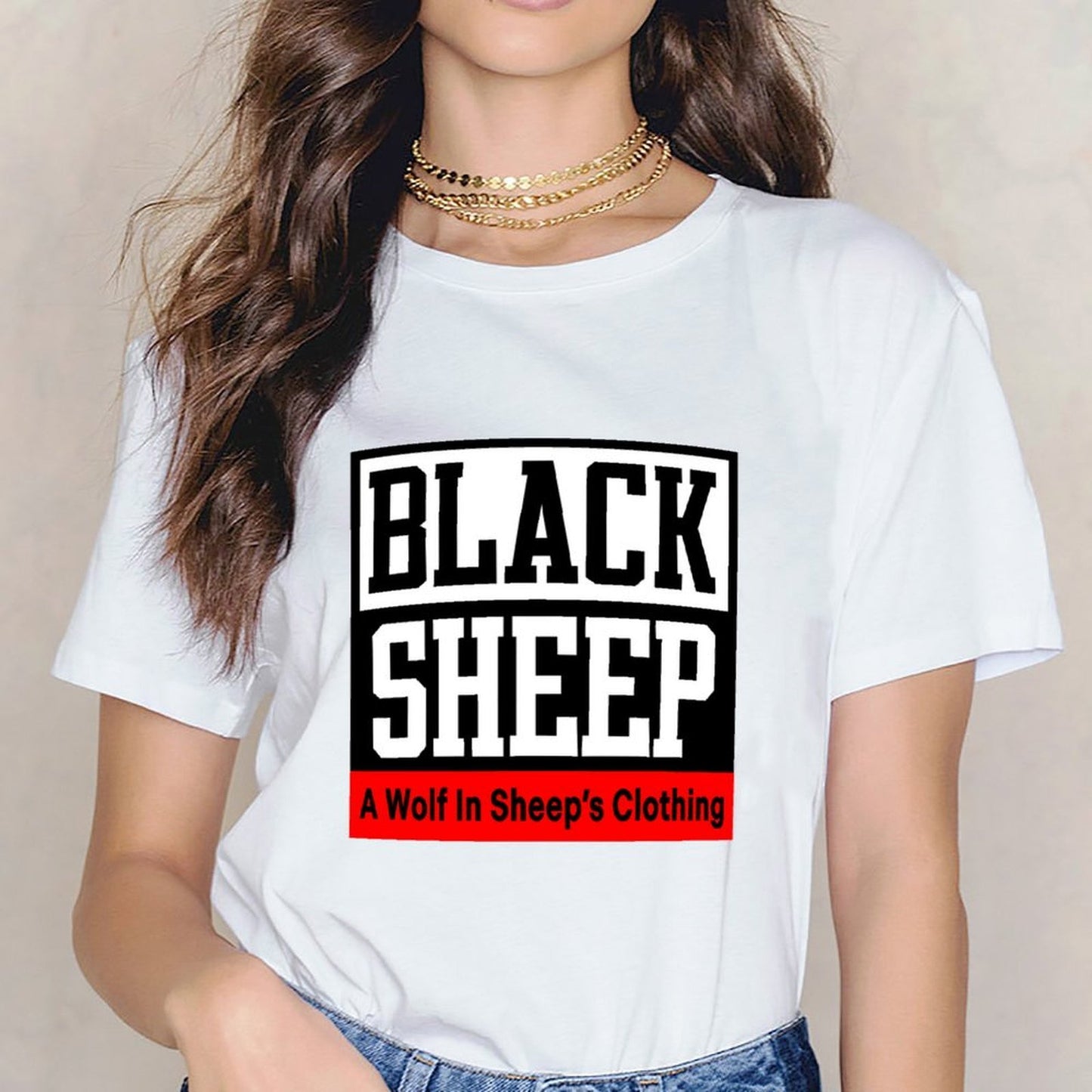 Inkmay Casual Cotton T-shirt Black Sheep Logo Bold Design Unisex T-shirtEssentialFit Street T-Shirt