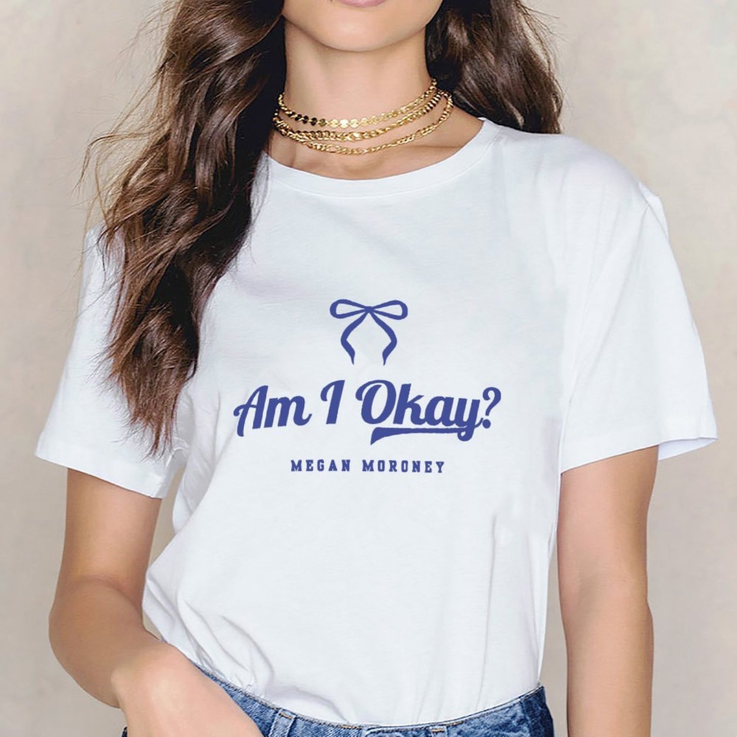 Inkmay Casual Cotton T-shirt Am I Okay Megan Moroney Logo Unisex T-shirtSimple Minimal T-Shirt