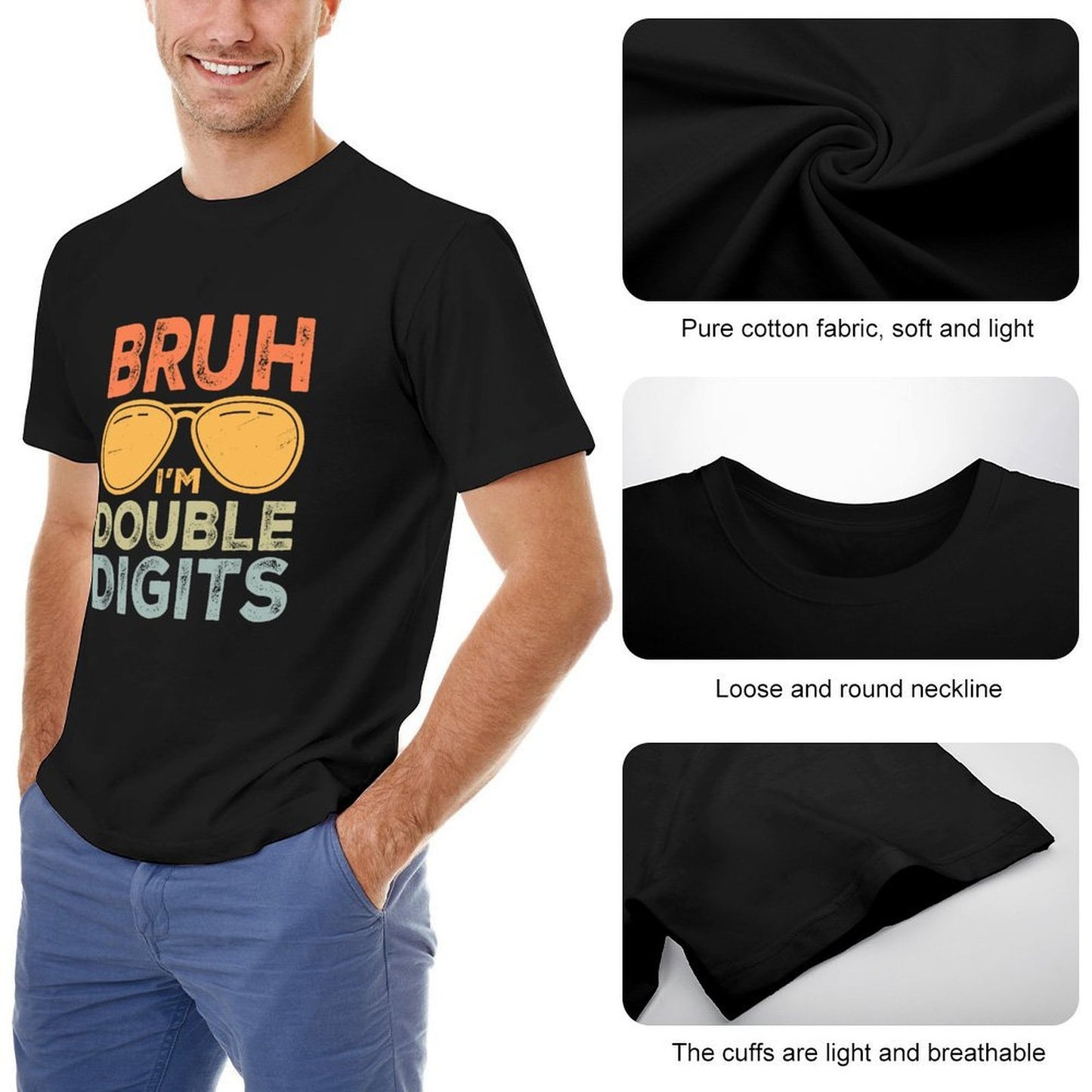 Inkmay Casual Cotton T-shirt Abstract Landscape With Wavy Layers Design Unisex T-shirtVintage Sleek T-Shirt