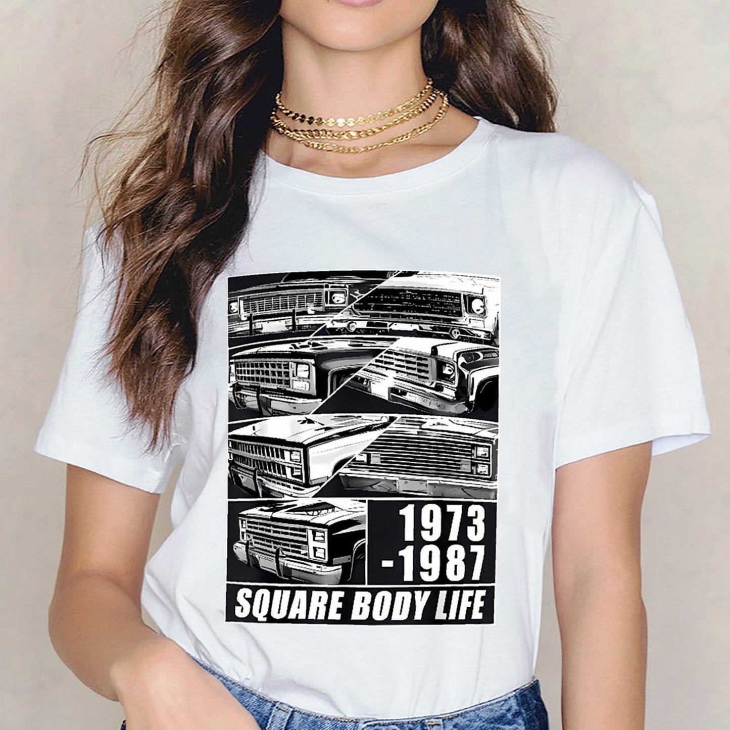 Inkmay Casual Cotton T-shirt Square Body Life Print Pattern Art Unisex T-shirtSoftstyle EverydayFit T-Shirt