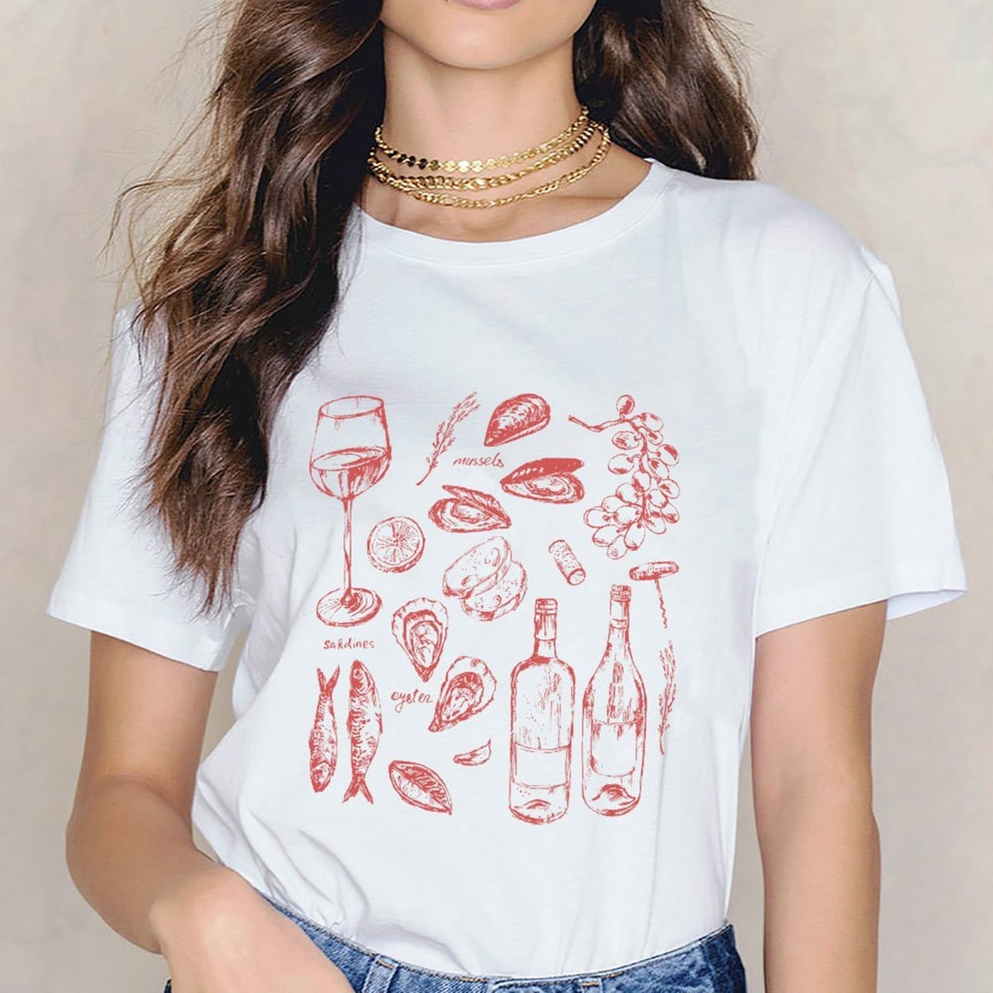 Inkmay Casual Cotton T-shirt Solid Red Background No Patterns Unisex T-shirtEverydaySeries Promotional T-Shirt