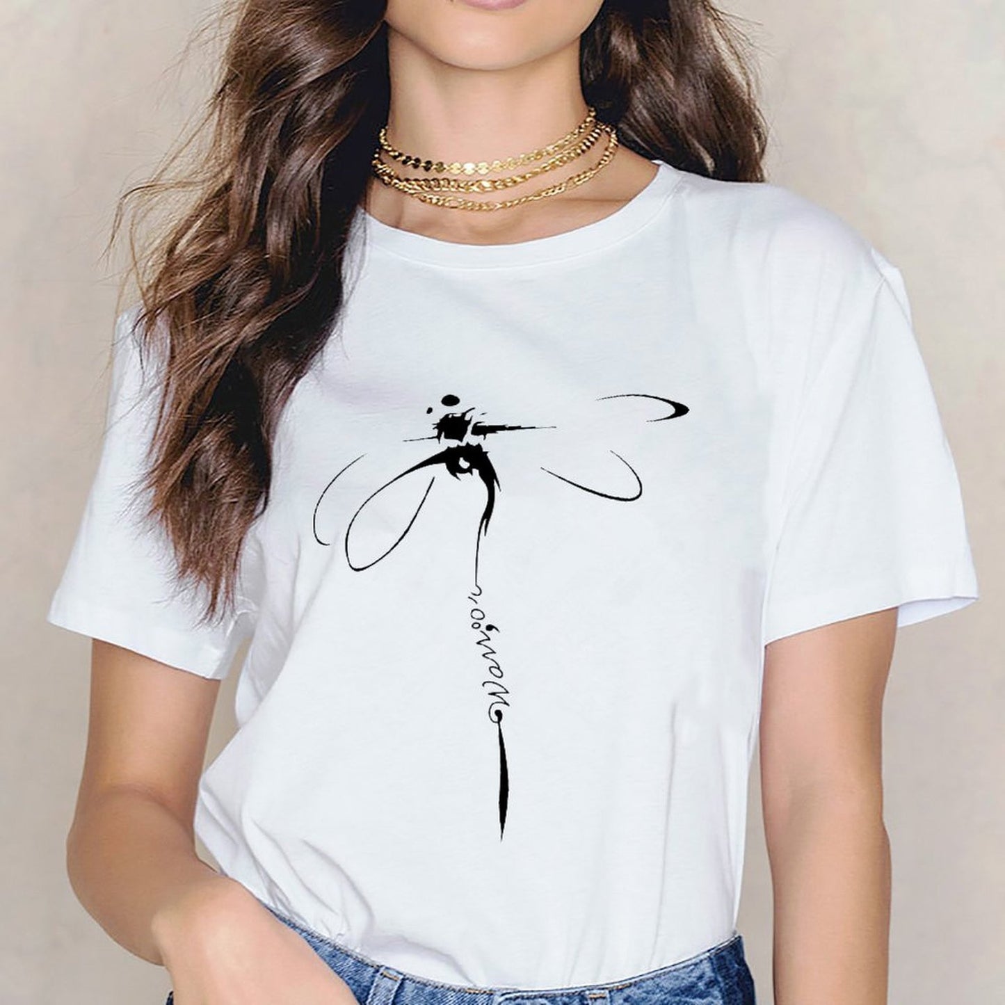 Inkmay Casual Cotton T-shirt Abstract Geometric Design With Black Shapes Unisex T-shirtMen¡¯s / Women¡¯s / Youth Everyday T-Shirt