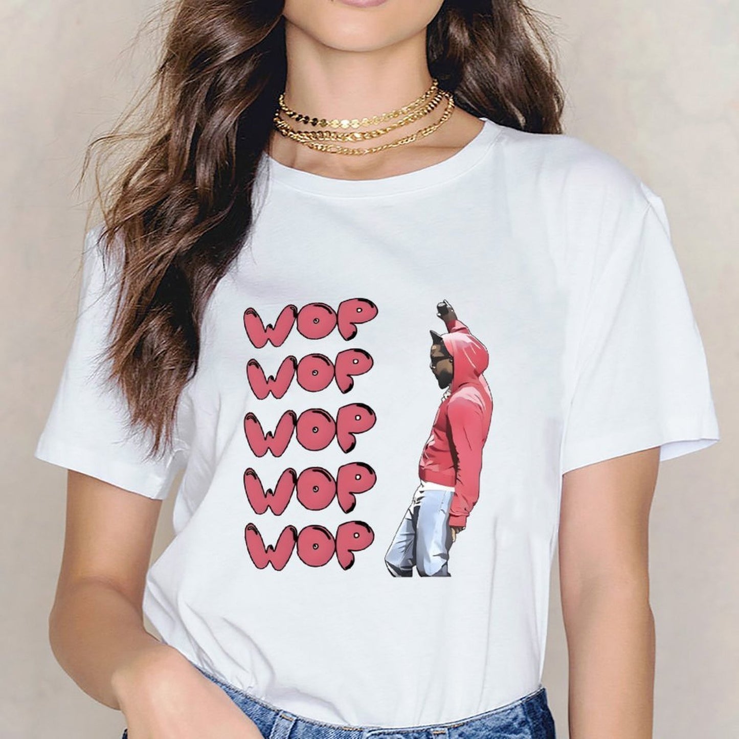 Inkmay Casual Cotton T-shirt Wop Wop Pattern Print On Fabric Unisex T-shirtTimeless Heavyweight T-Shirt