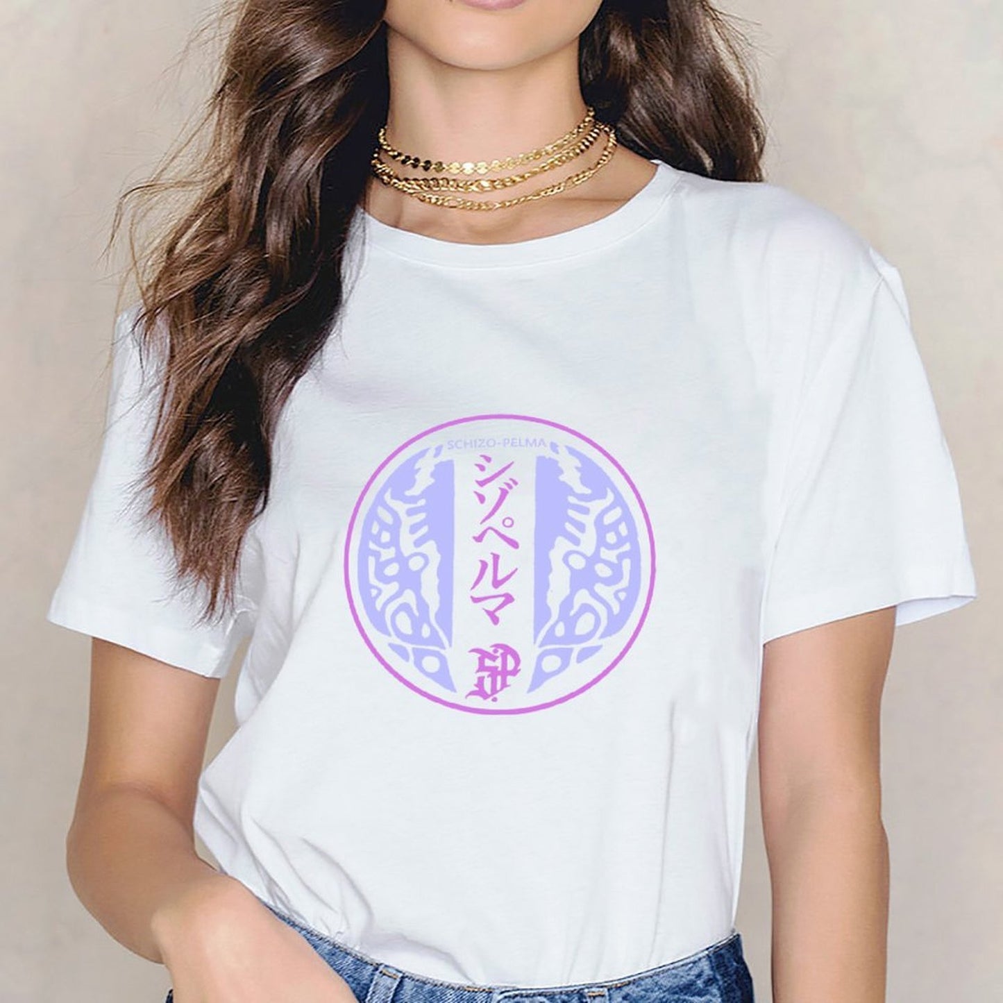 Inkmay Casual Cotton T-shirt Abstract Pink And Blue Wavy Design Unisex T-shirtPocket Tee Classic Fit T-Shirt
