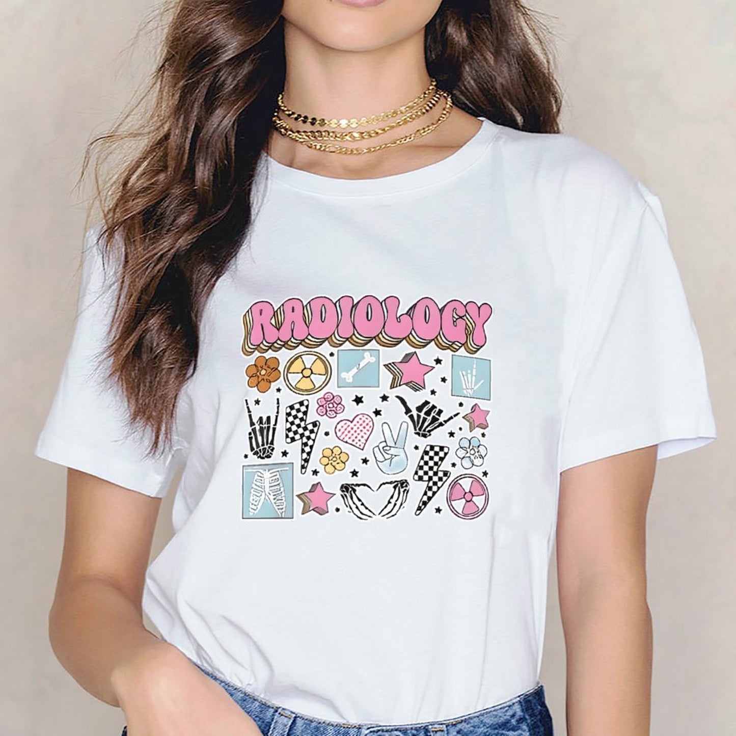 Inkmay Casual Cotton T-shirt Radiology Stickers With Various Designs Unisex T-shirtSlim Fit Long Lasting T-Shirt