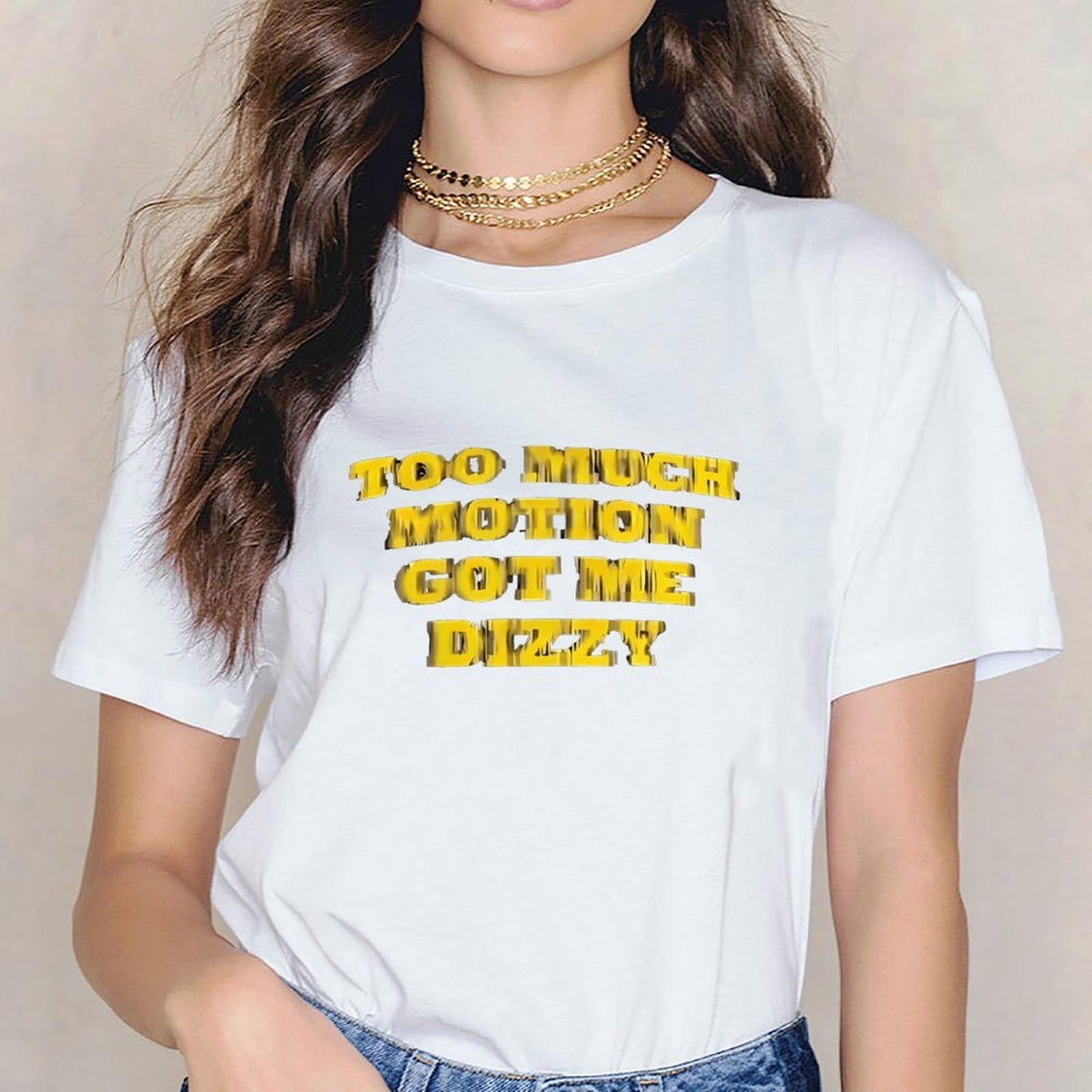 Inkmay Casual Cotton T-shirt Bold Yellow Text On Black Background Unisex T-shirtFitted Regular T-Shirt