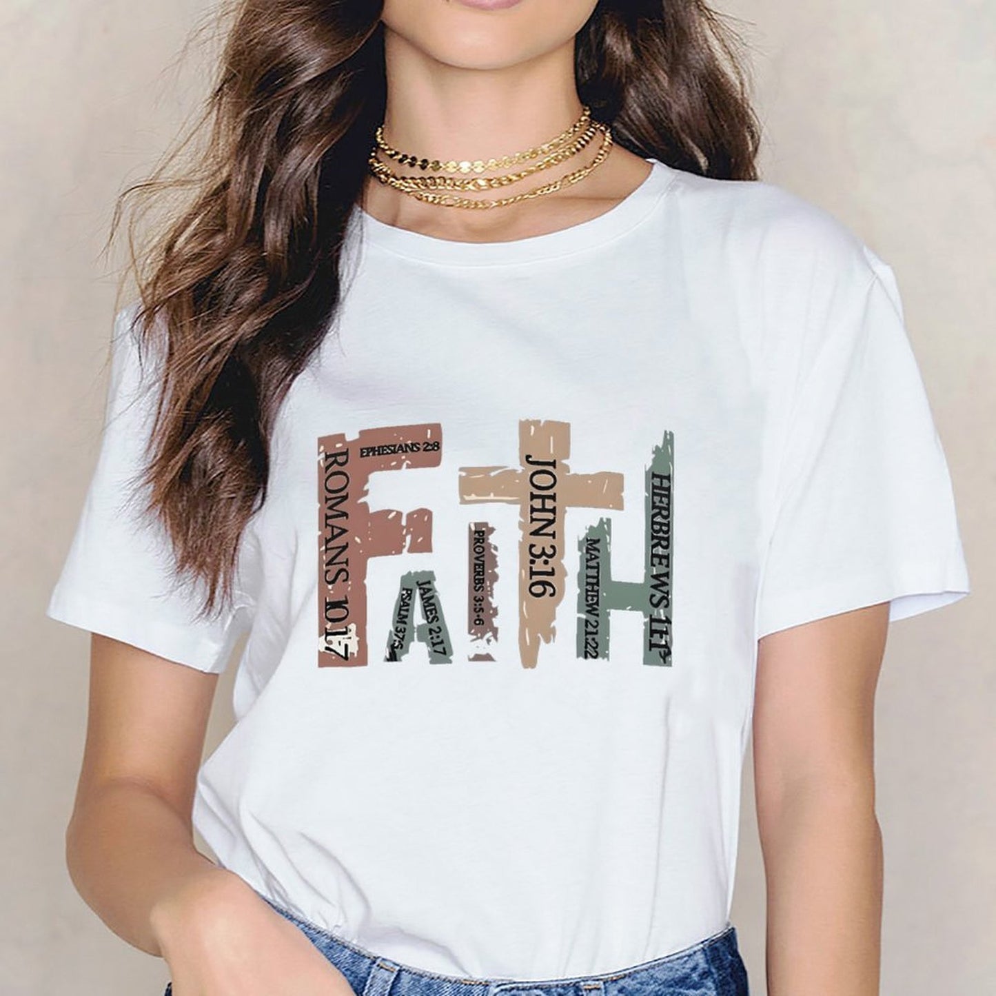 Inkmay Casual Cotton T-shirt Bible Verses On Colorful Backgrounds Unisex T-shirtStandard EverydayComfort T-Shirt