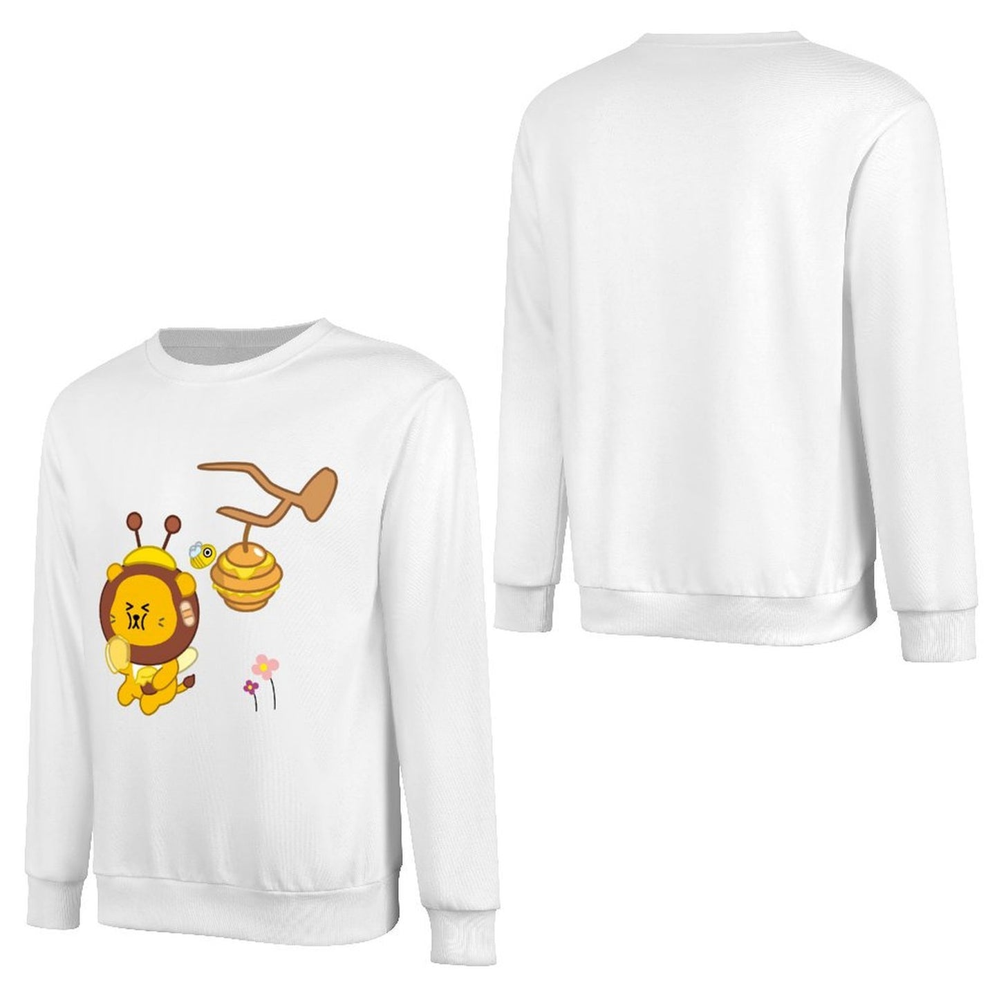 Front Patterned Long Sleeve TopCrewneck Plain