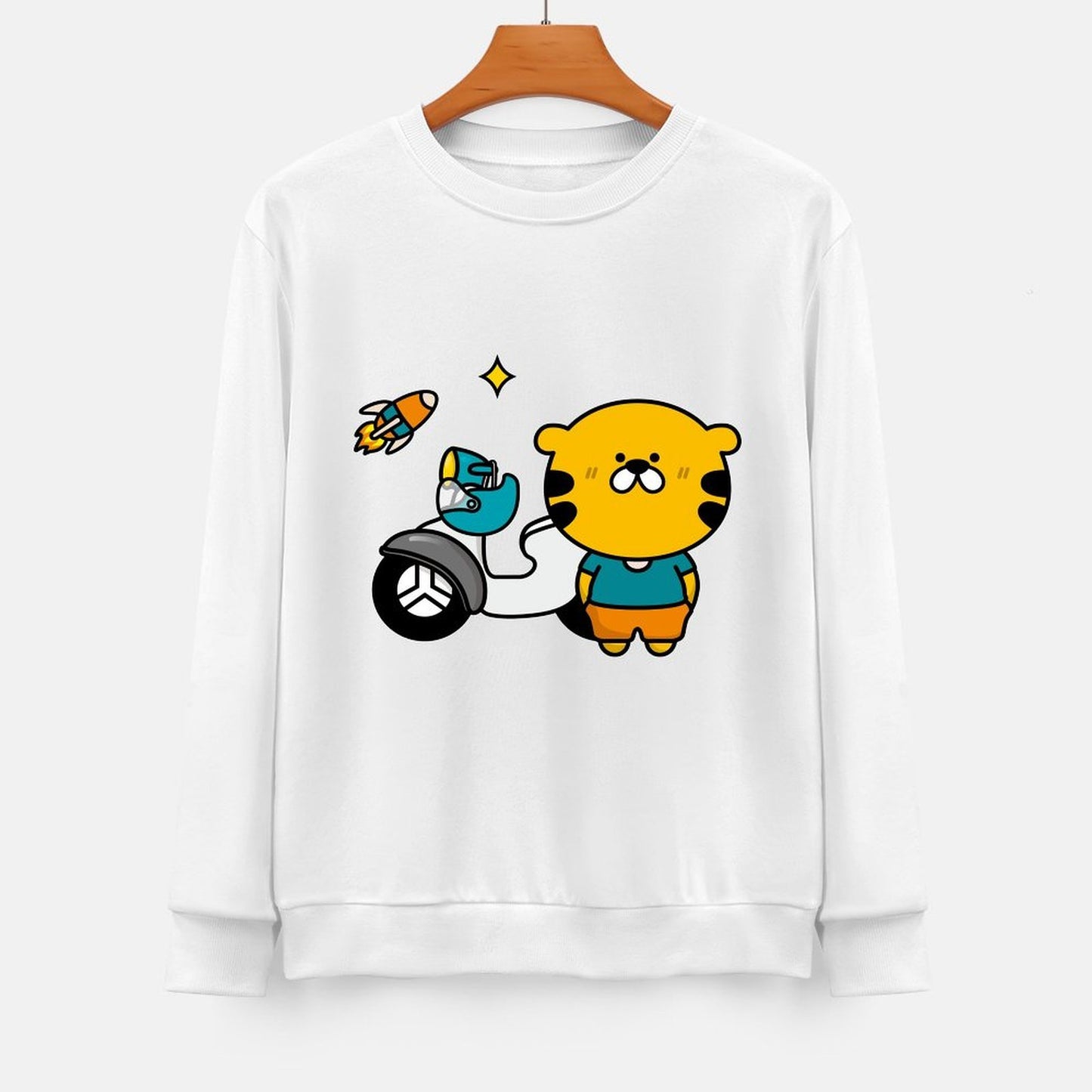 Front Patterned Long Sleeve TopShrink-Resistant Pure