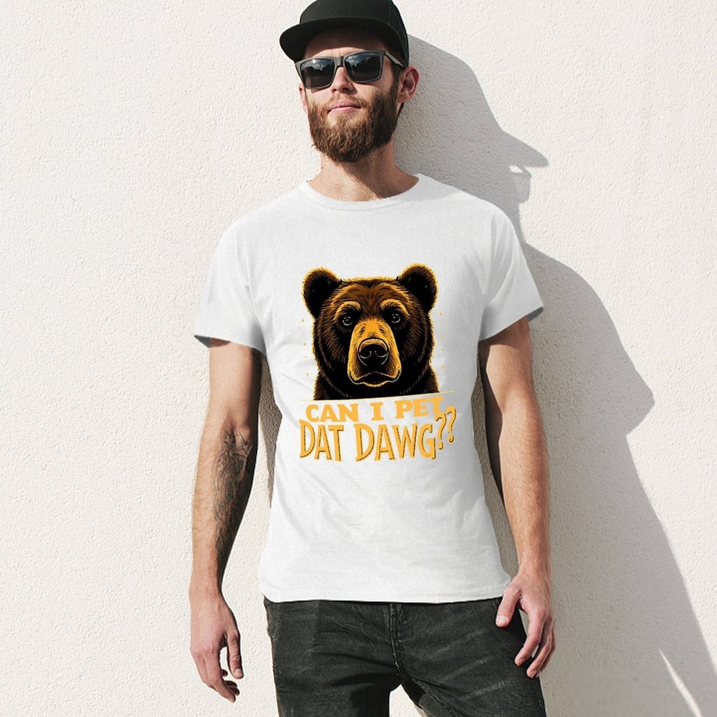 Inkmay Casual Cotton T-shirt Bold Brown Bear With Text Design Unisex T-shirtSoftFeel Oversized T-Shirt