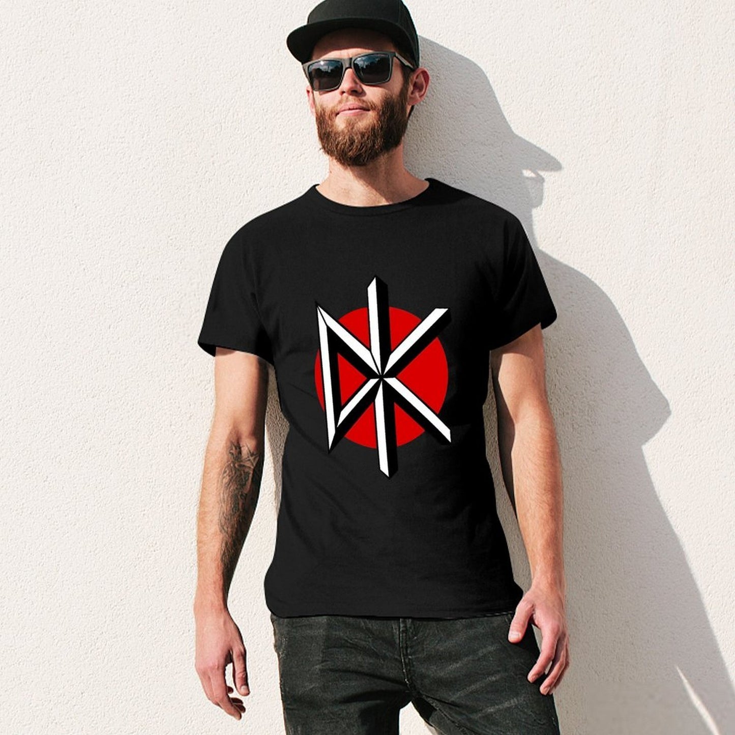 Inkmay Casual Cotton T-shirt Red And White Cross Pattern Design Unisex T-shirtLifestyle On-Demand T-Shirt