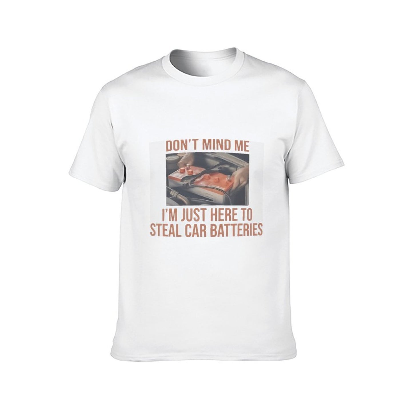 Inkmay Casual Cotton T-shirt Car Battery Theft Warning Sign Poster Unisex T-shirtEco-Conscious Lifestyle T-Shirt
