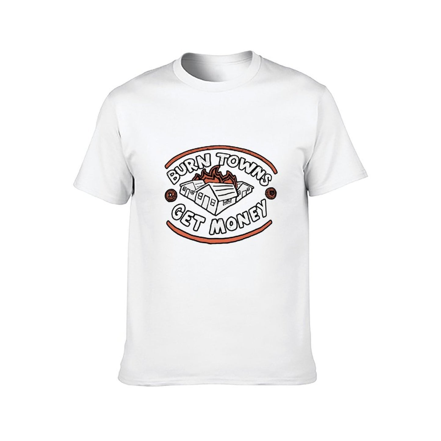 Inkmay Casual Cotton T-shirt Burn Towns Get Money Pattern Print Unisex T-shirtStreetStyle Original T-Shirt