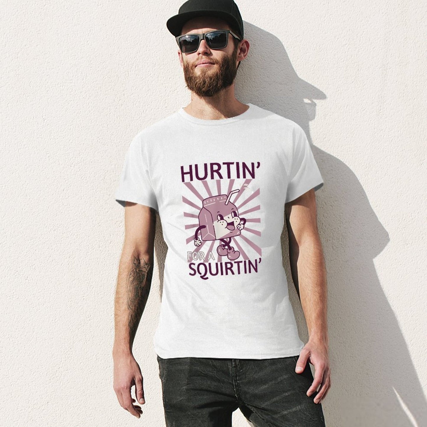Inkmay Casual Cotton T-shirt Cartoon Squirt Bottle With Happy Face Unisex T-shirtSharp Regular T-Shirt