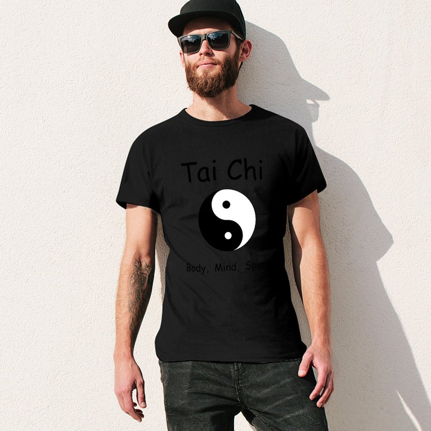 Inkmay Casual Cotton T-shirt Yin And Yang Symbol Black White Unisex T-shirtOutdoor SimpleFit T-Shirt