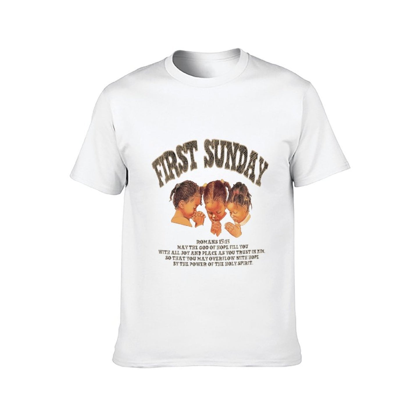 Inkmay Casual Cotton T-shirt First Sunday Children Praying Together Joyfully Unisex T-shirtCityStyle Moisture-Wicking T-Shirt