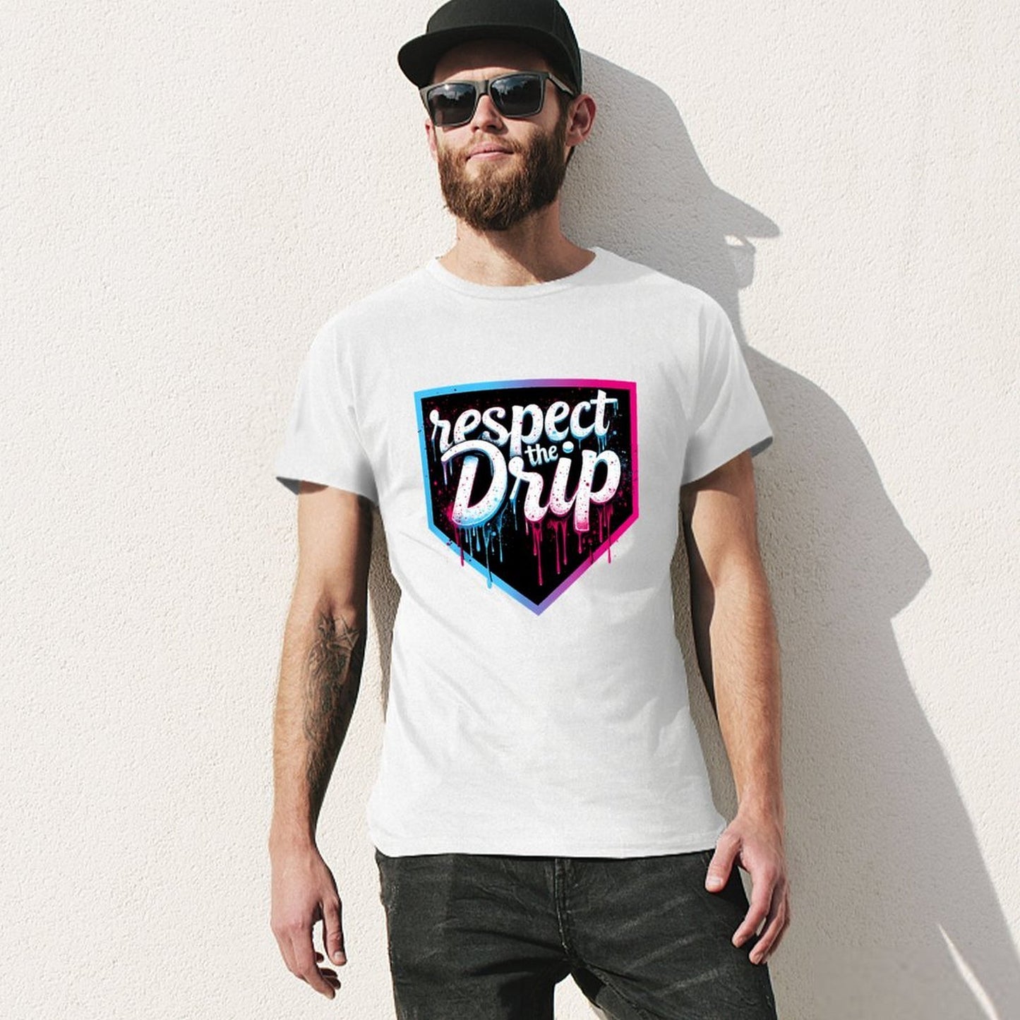 Inkmay Casual Cotton T-shirt Respect The Drip Artistic Design Prints Unisex T-shirtCoreLine EverydayWear T-Shirt