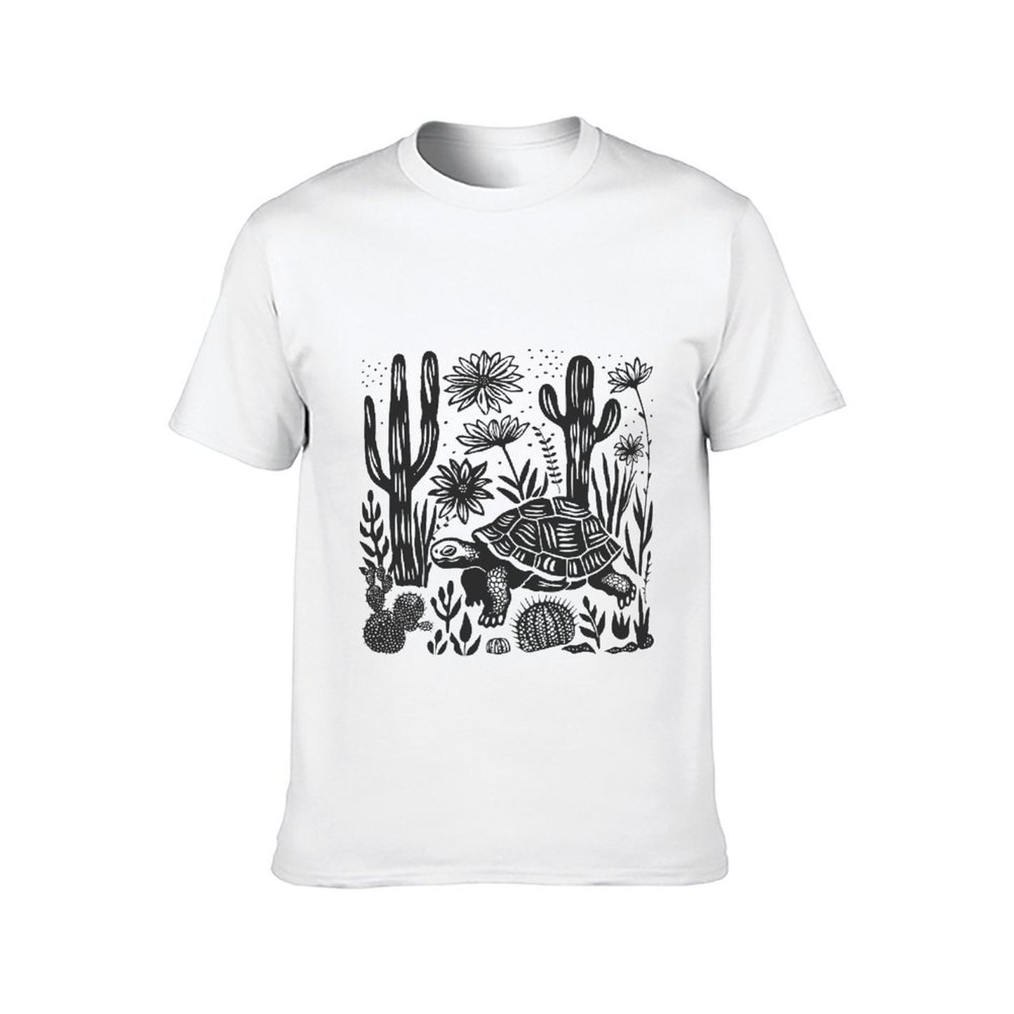 Inkmay Casual Cotton T-shirt Solid Black Background No Pattern Prints Unisex T-shirtLogo-Ready Urban T-Shirt