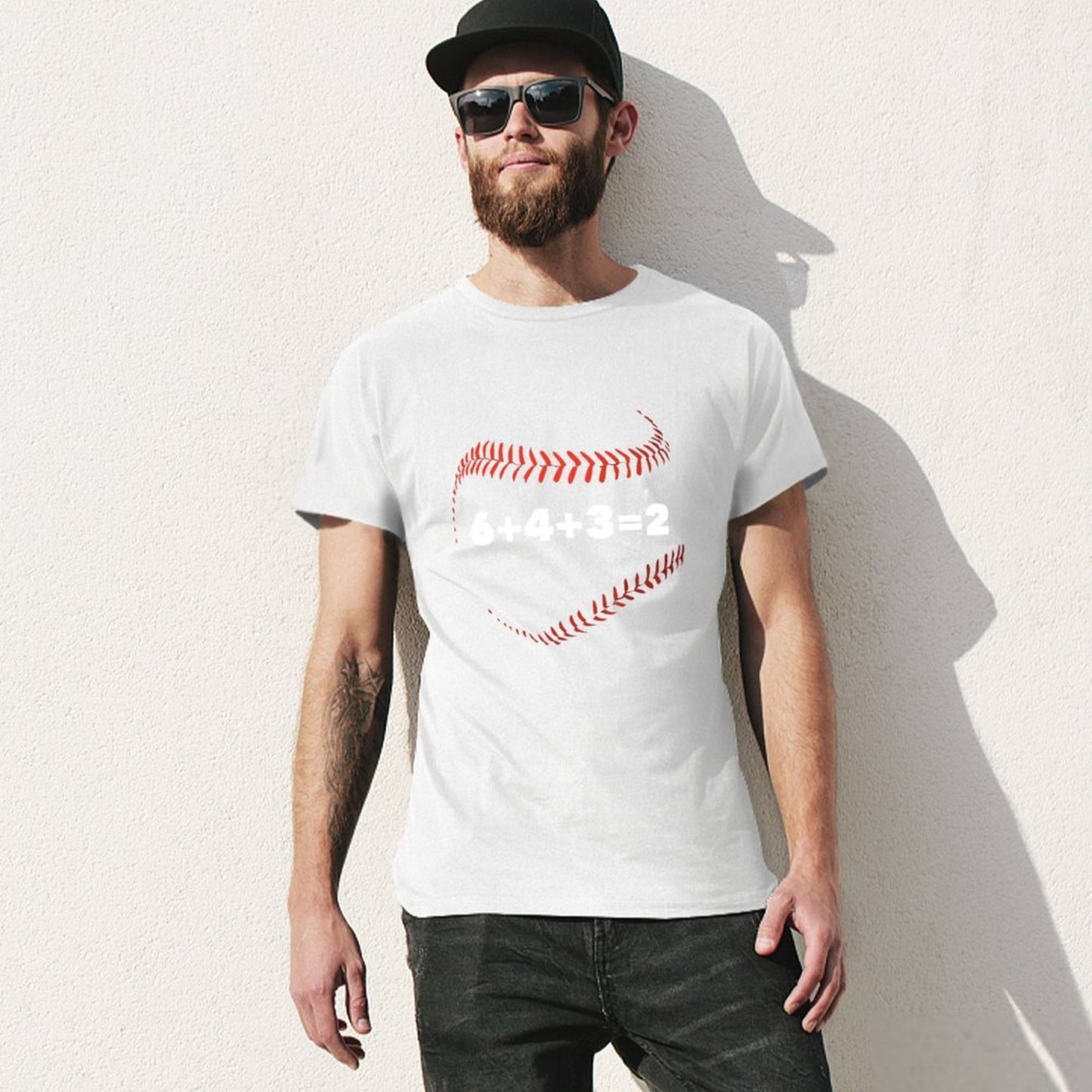 Inkmay Casual Cotton T-shirt Baseball Stitch Pattern Print Art Design Unisex T-shirtEverydayWear SoftWear T-Shirt