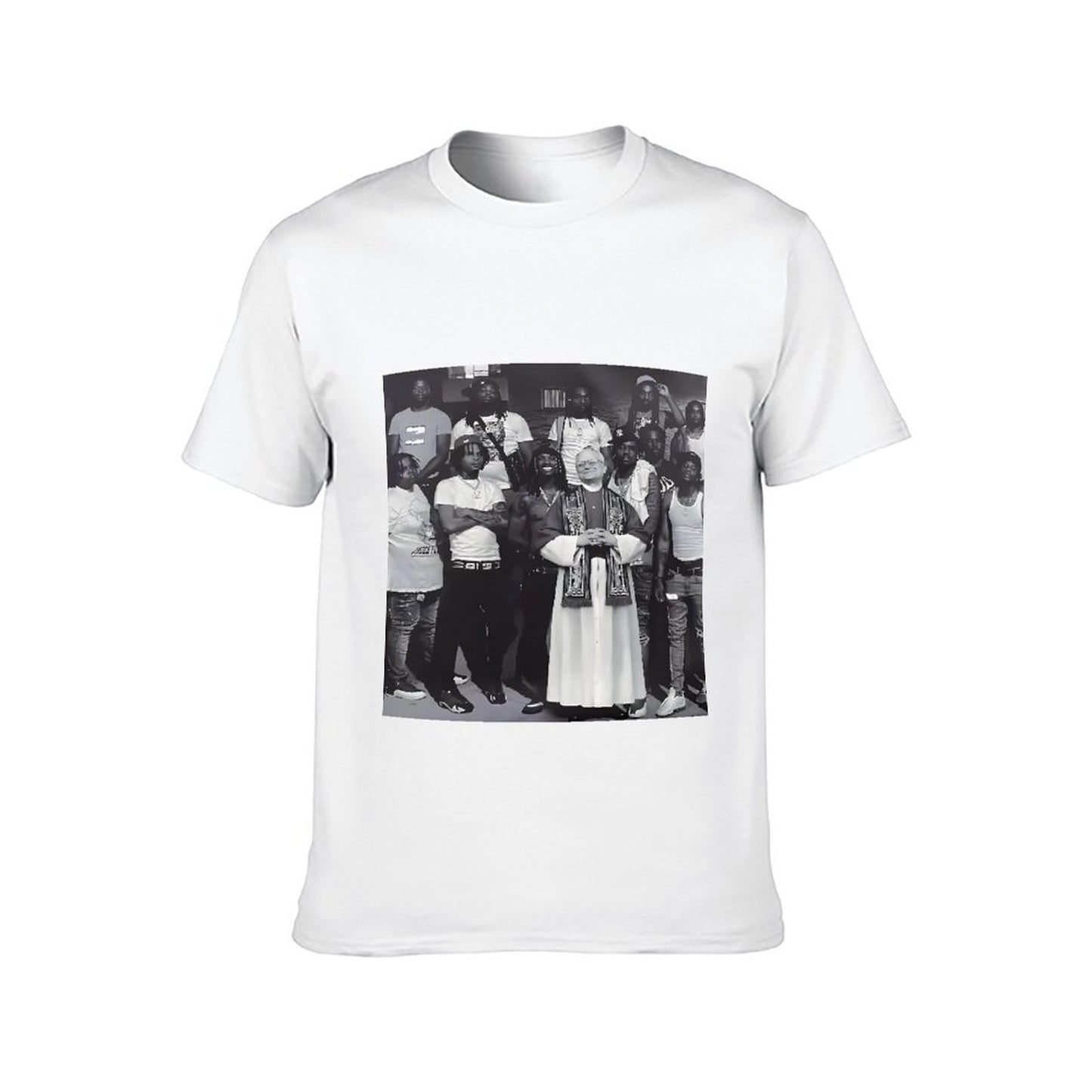 Inkmay Casual Cotton T-shirt Group Photo With Priest And Friends Unisex T-shirtComfortSeries Recycled T-Shirt