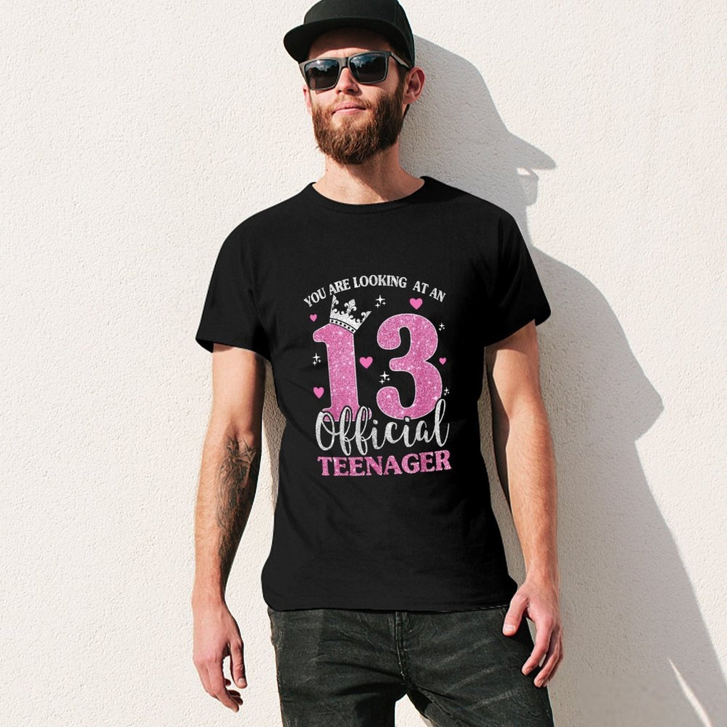 Inkmay Casual Cotton T-shirt Official Teenager Pink Glitter Crown Design Unisex T-shirtOn-Demand Timeless T-Shirt