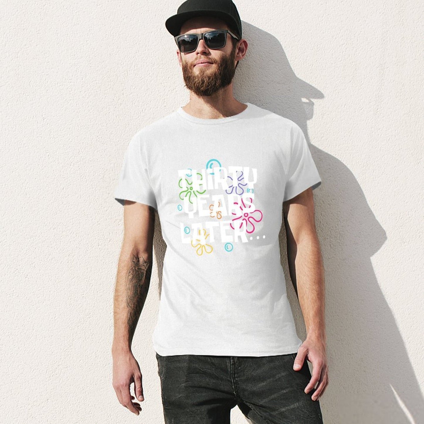 Inkmay Casual Cotton T-shirt Colorful Abstract Shapes On White Background Unisex T-shirtSmoothWear Premium T-Shirt