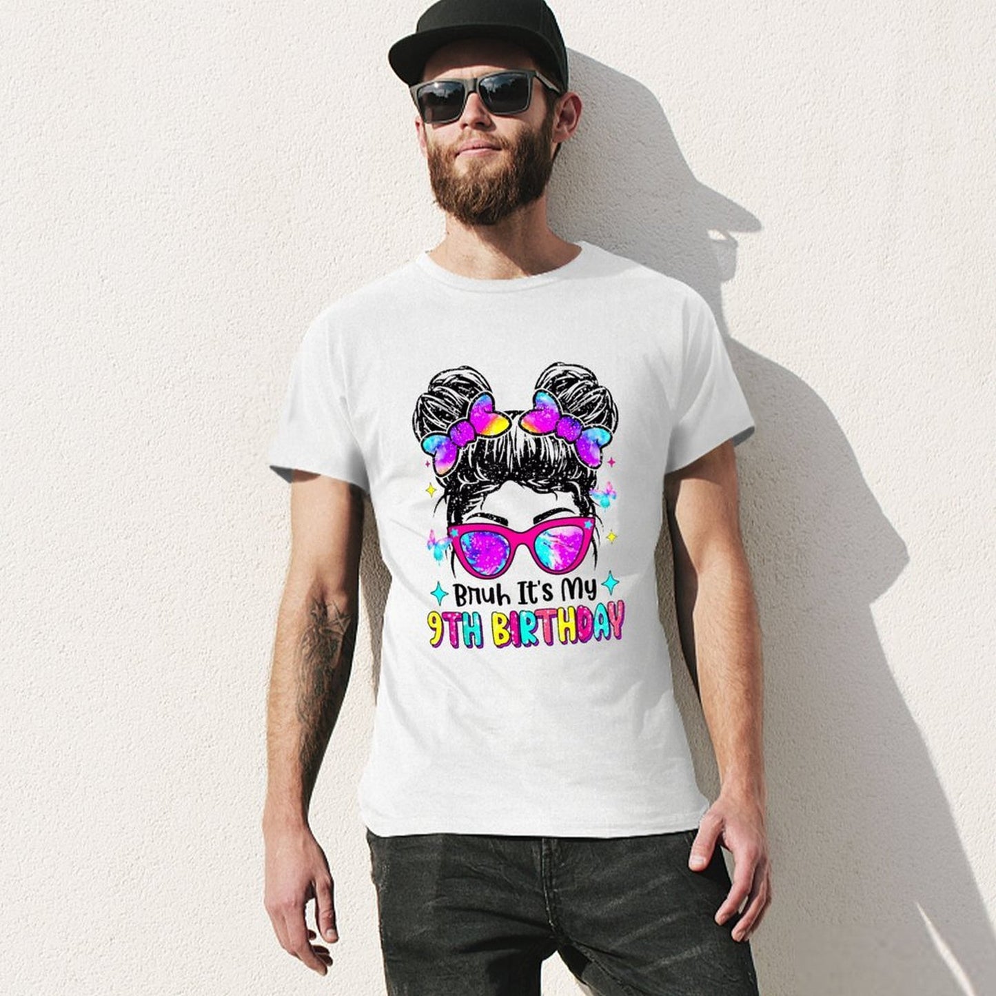 Inkmay Casual Cotton T-shirt Colorful Hearts And Glasses Birthday Design Unisex T-shirtHeritage Oversized T-Shirt