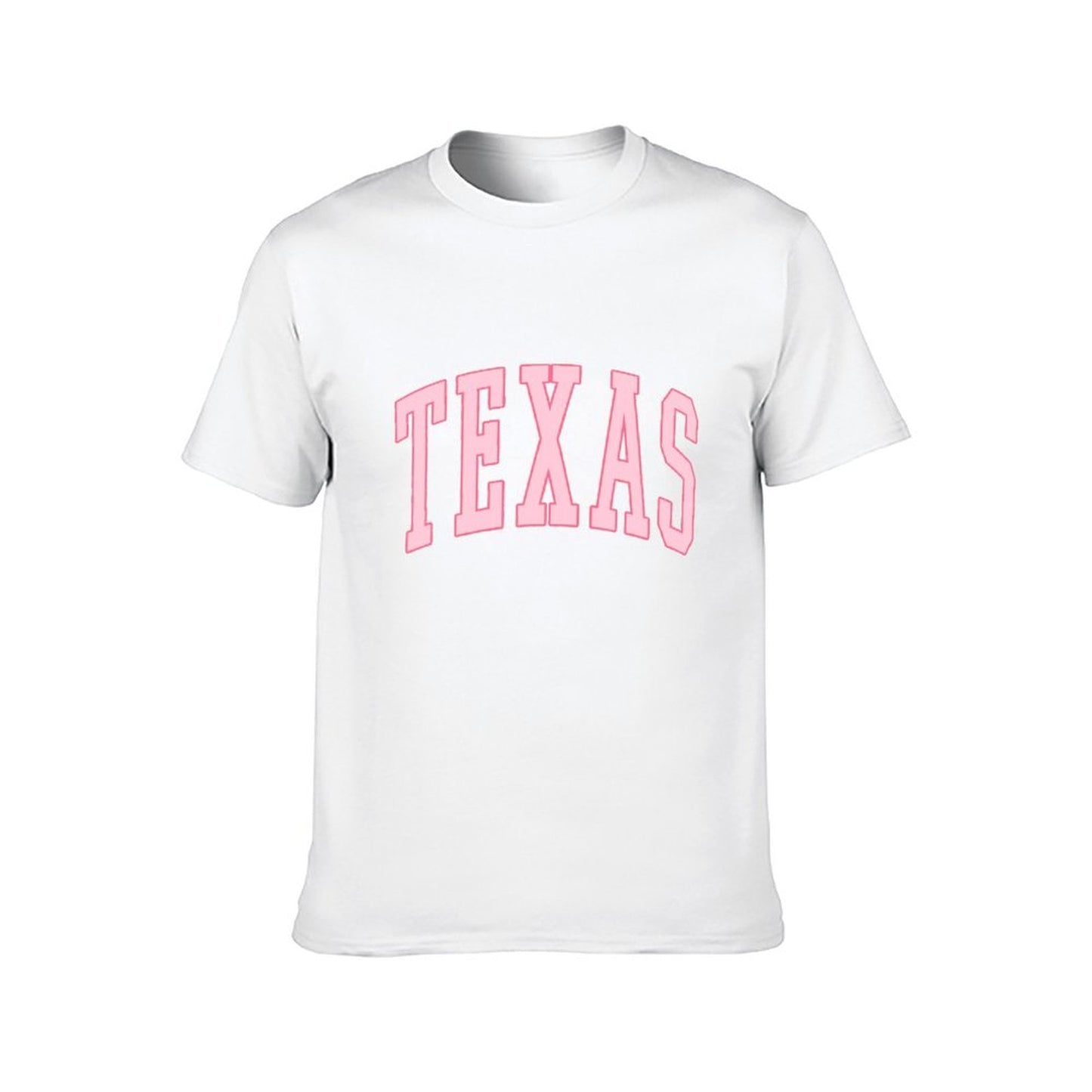 Inkmay Casual Cotton T-shirt Texas Pink Background With Bold Letters Unisex T-shirtStreet Plain T-Shirt